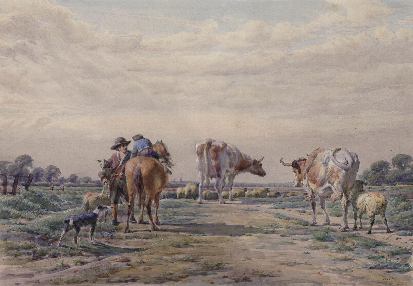 Cattle and figures, Michael Angelo Wageman, mid 19th century