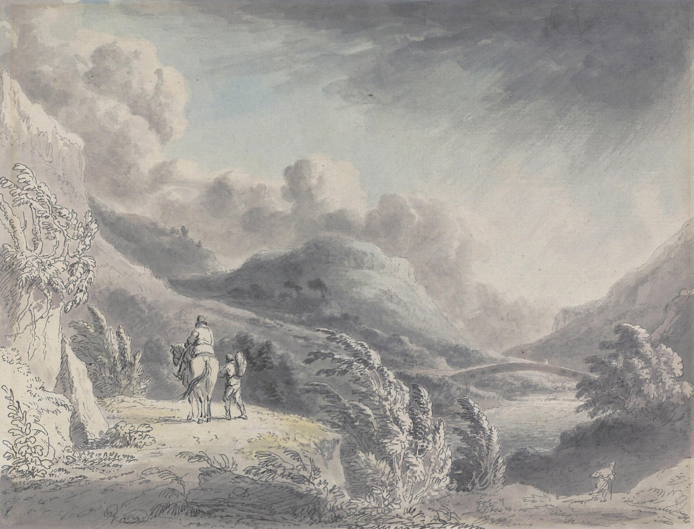 Travellers on a Road Near Pont-y-Pridd, Wales, Anthony Thomas Devis, 1745-1816