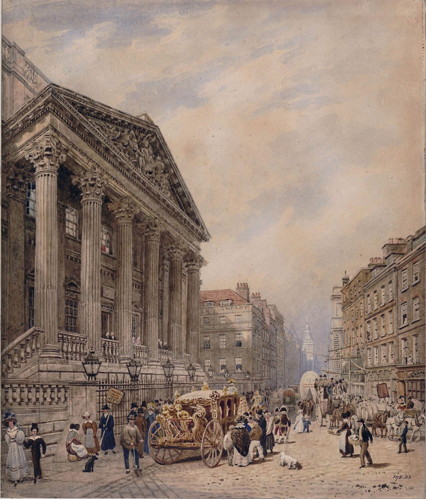 Mansion House and the Poultry, looking down Cheapside, Frederick Nash, ca. 1800-56