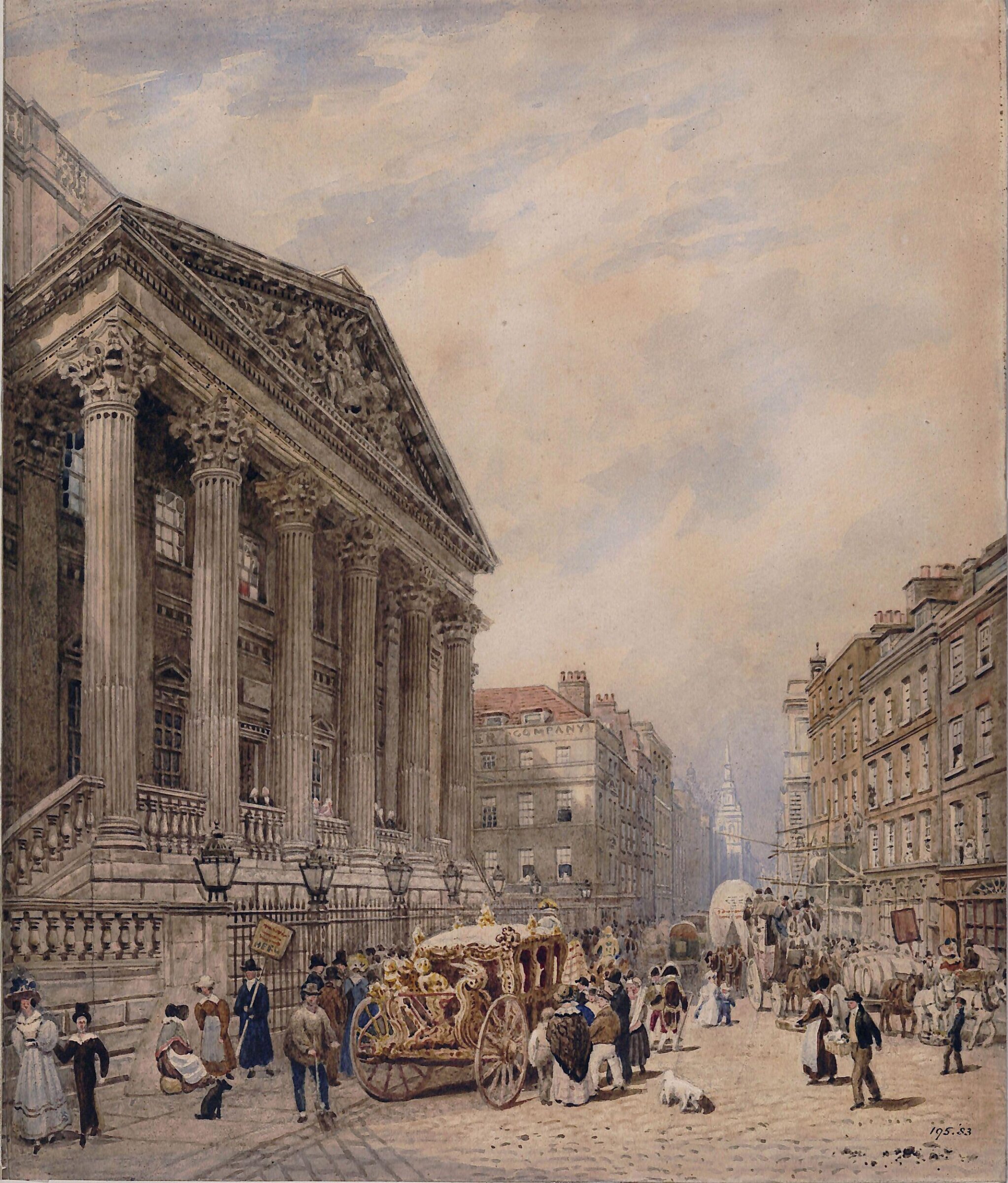 Mansion House and the Poultry, looking down Cheapside, Frederick Nash, ca. 1800-56