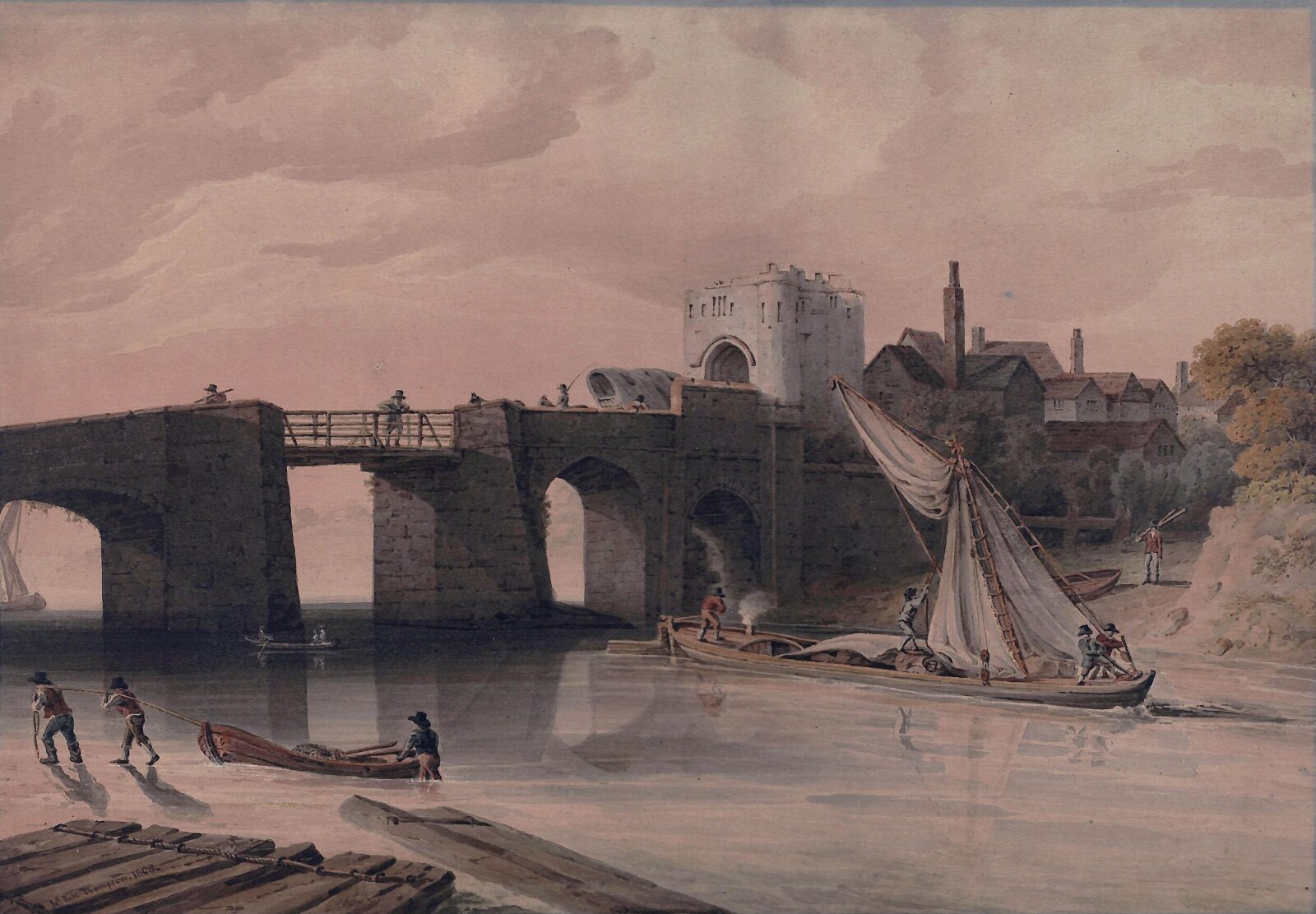 West Gate and bridge, Gloucester., James Robert Thompson, 1808