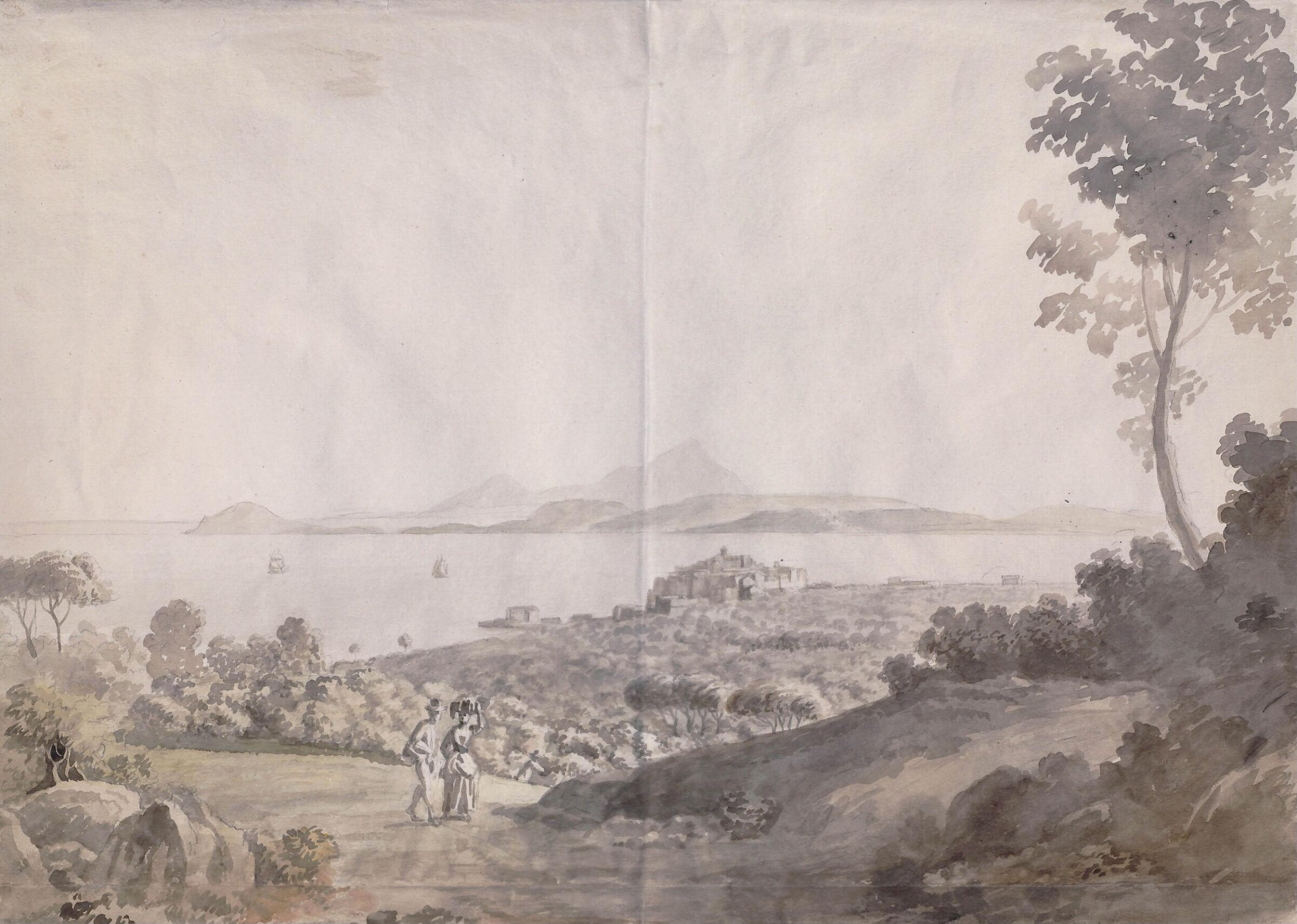 The bay of Naples looking towards Ischia, Coplestone Warre Bampfylde, c.1770 to c.1780
