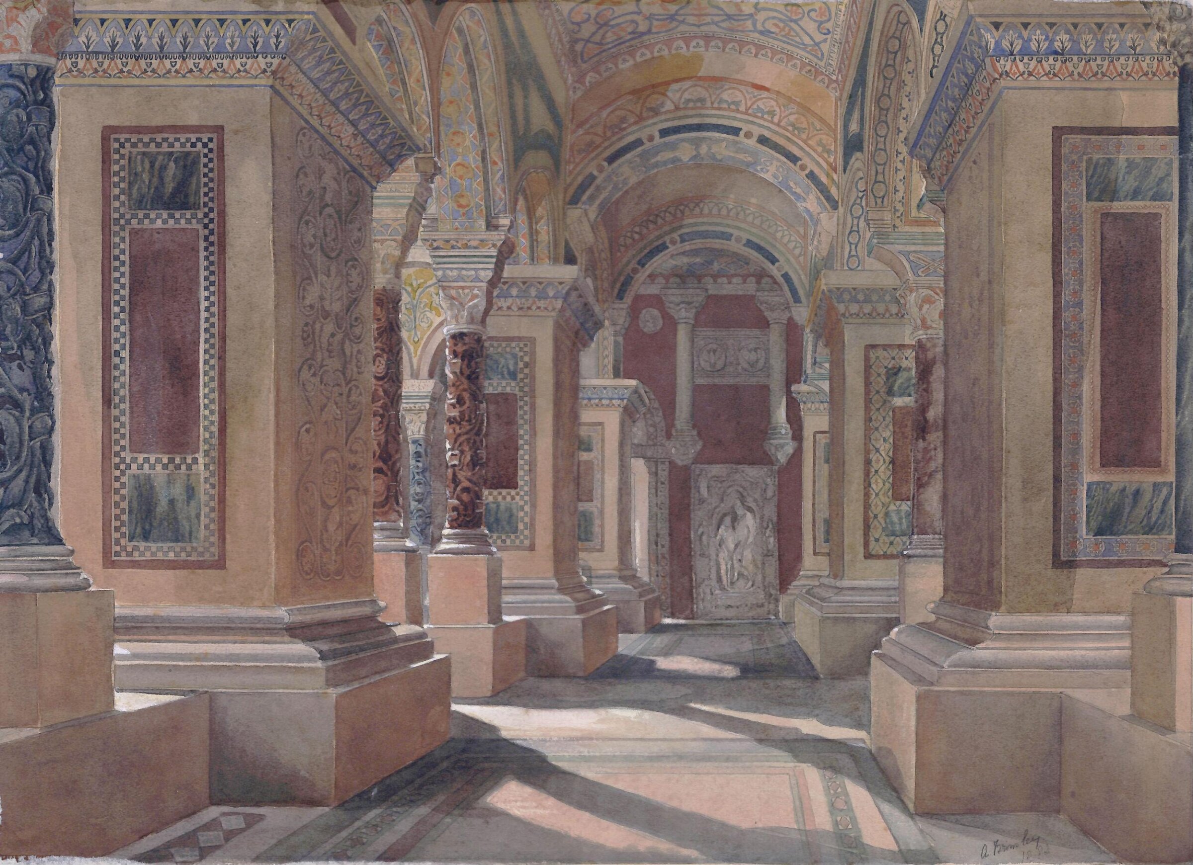 Interior of the Byzantine Court at Crystal Palace, Alice Brinsley, c. 1882