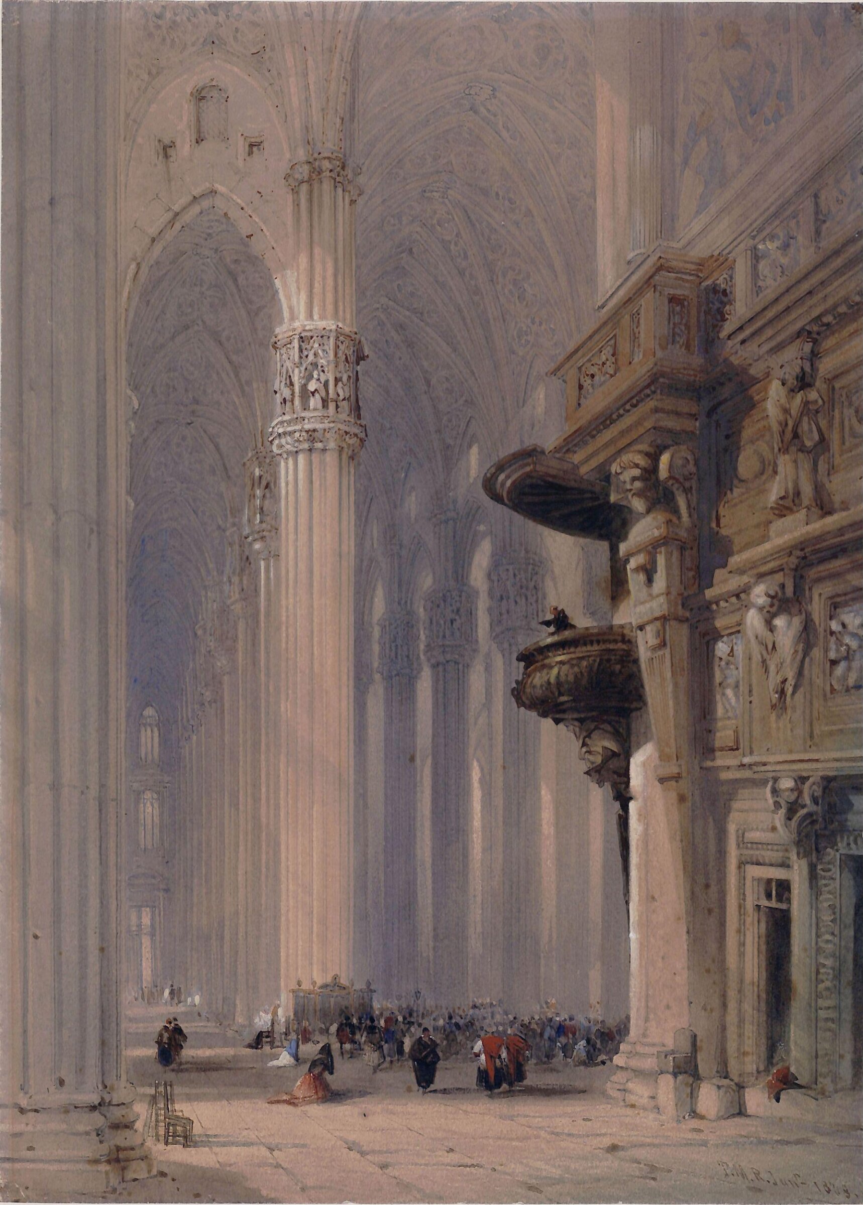 Interior of Milan Cathedral, Thomas Miles Richardson, 1838