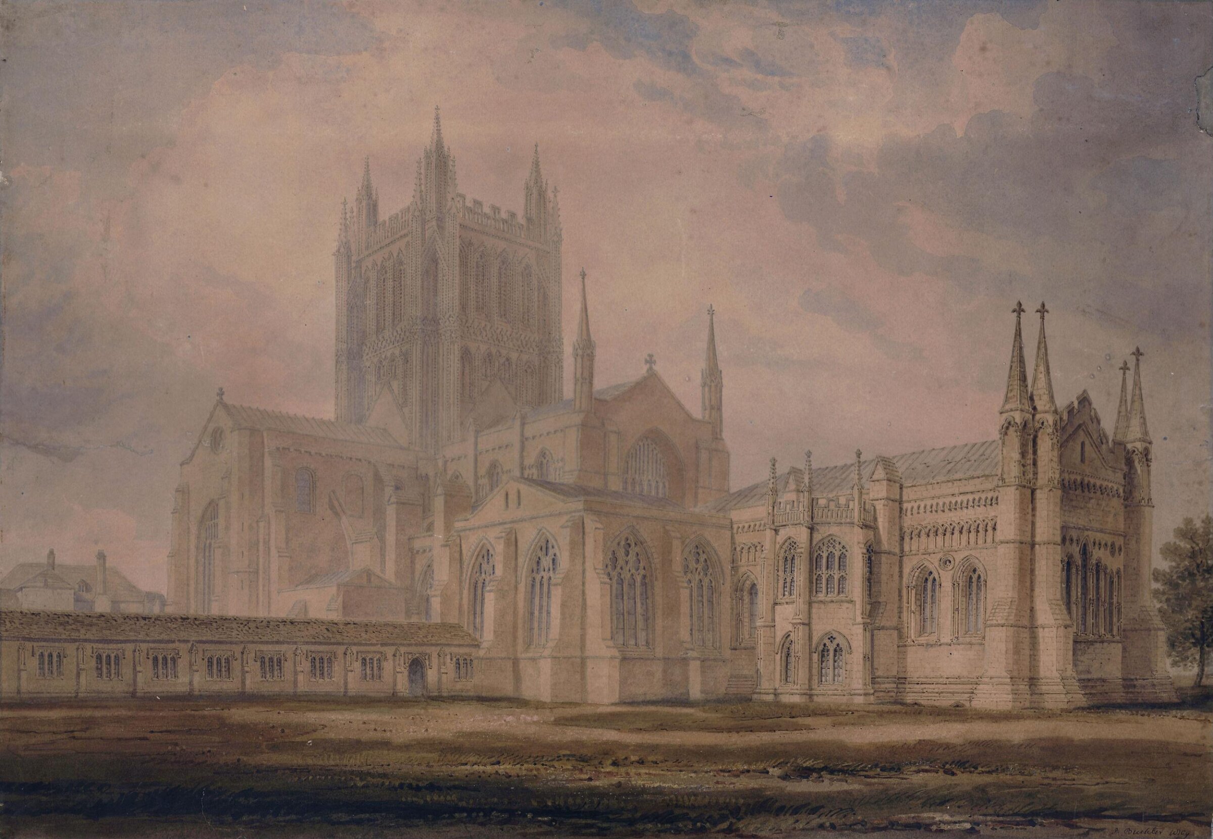 Hereford Cathedral, John Chessell Buckler, 1809