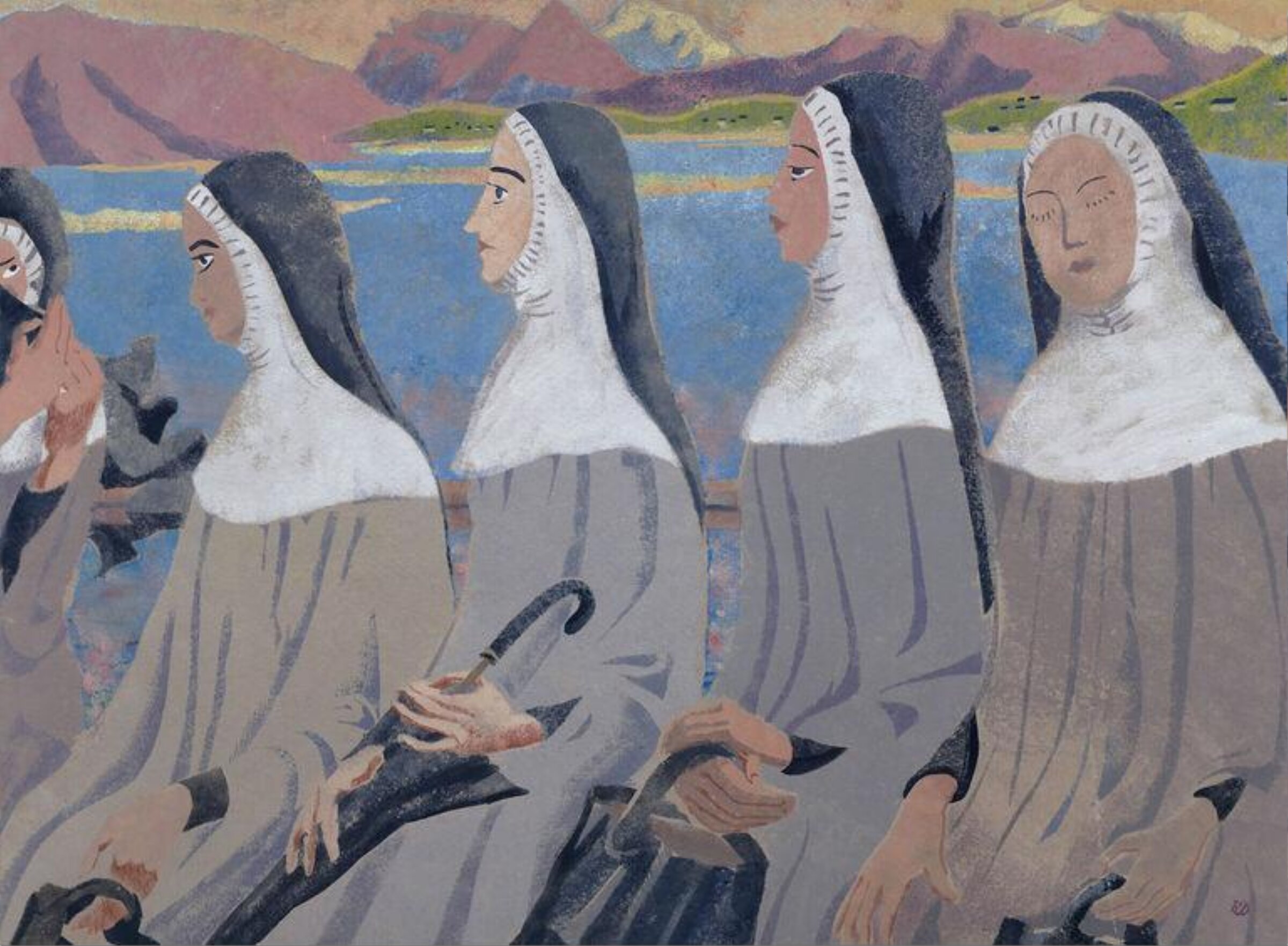 Nuns In A Boat Bound for Los Diaz Hernanos, Rhoda Bickerdike, ca. 1947