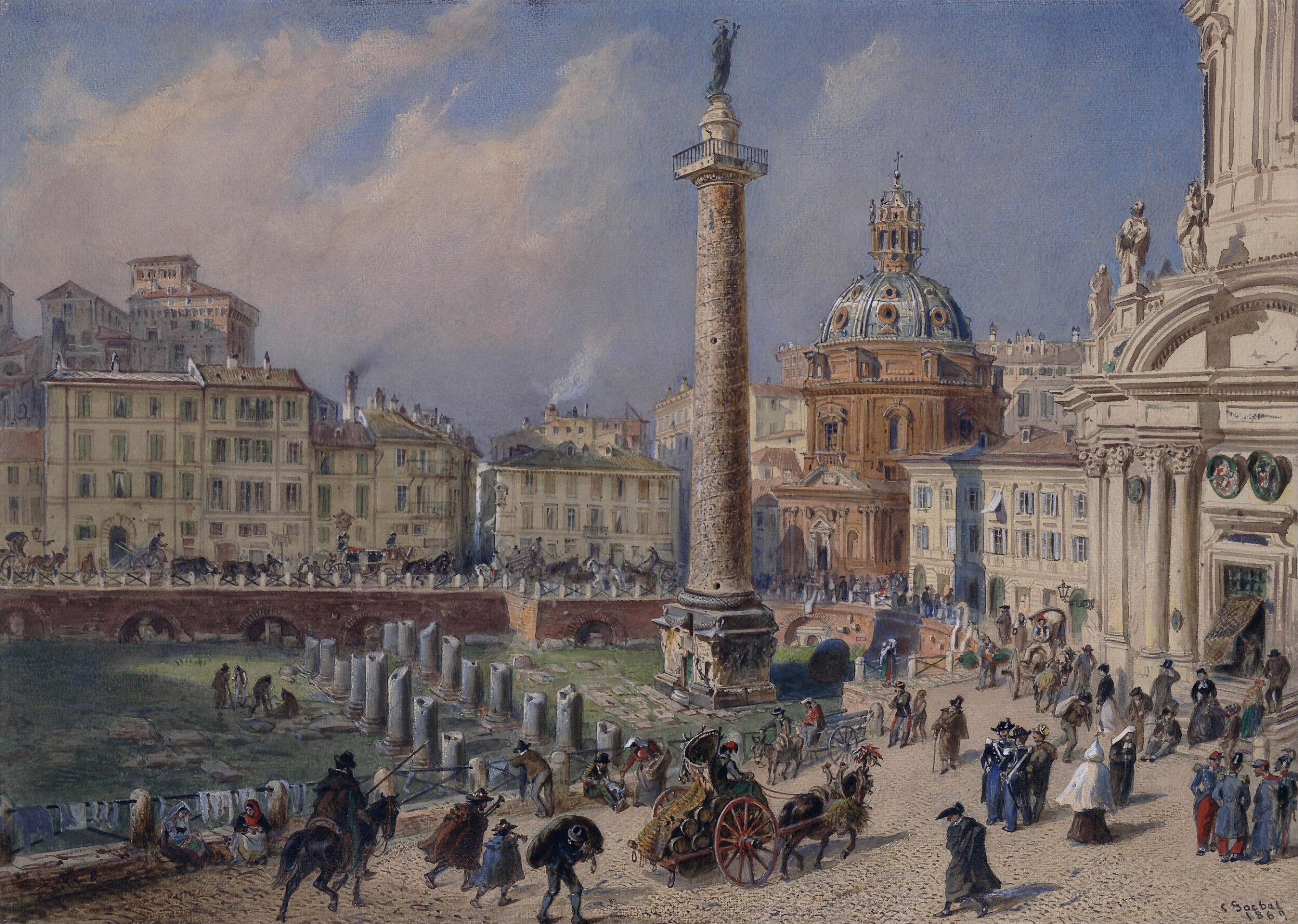 Trajan's Column, Rome, Carl Goebel, 1869