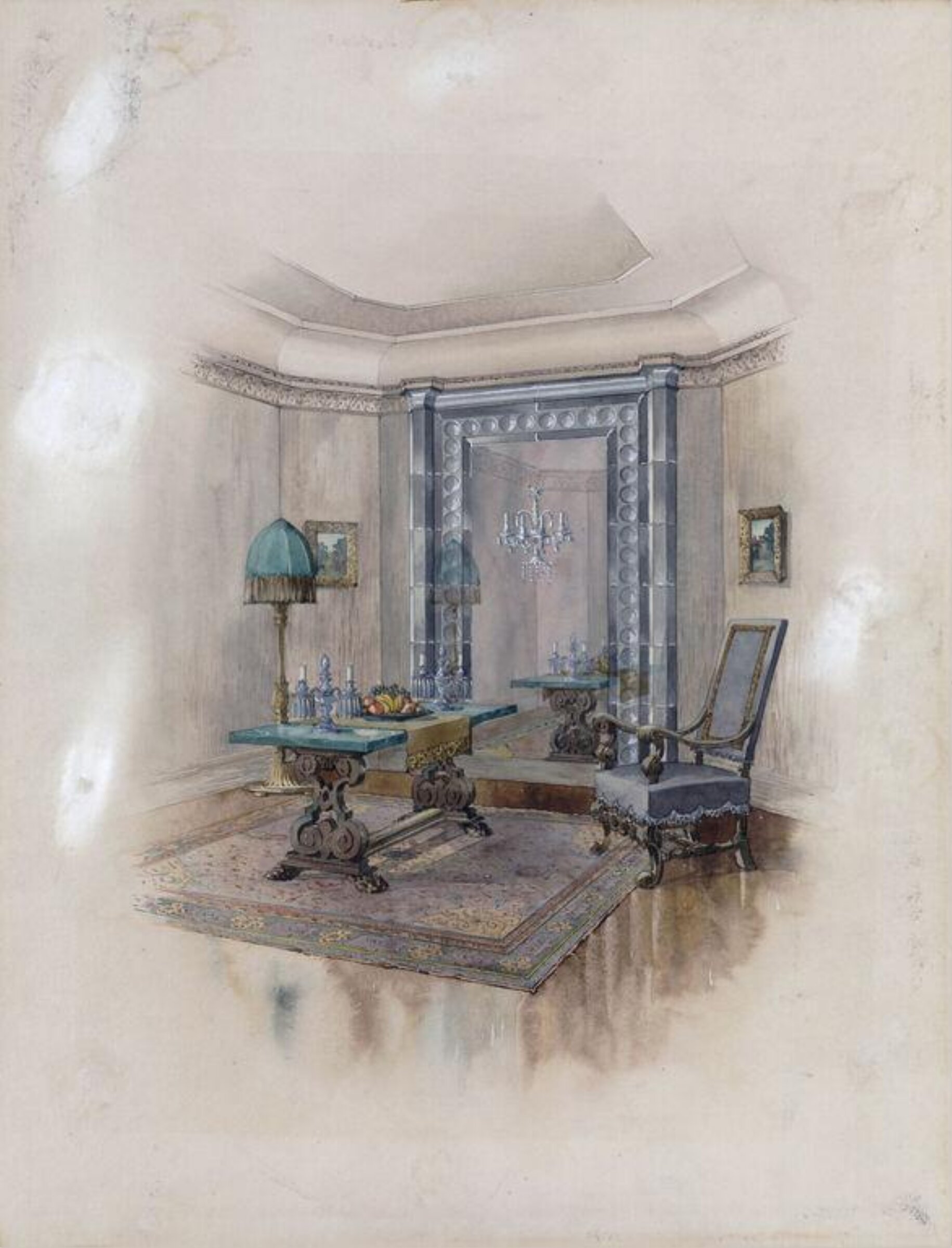 Perspective design for a dining room by William Henry Haynes & Co. London, ca.1930