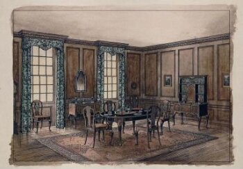 Perspective design for a panelled dining-room to be executed by William Henry Haynes & Co. Design