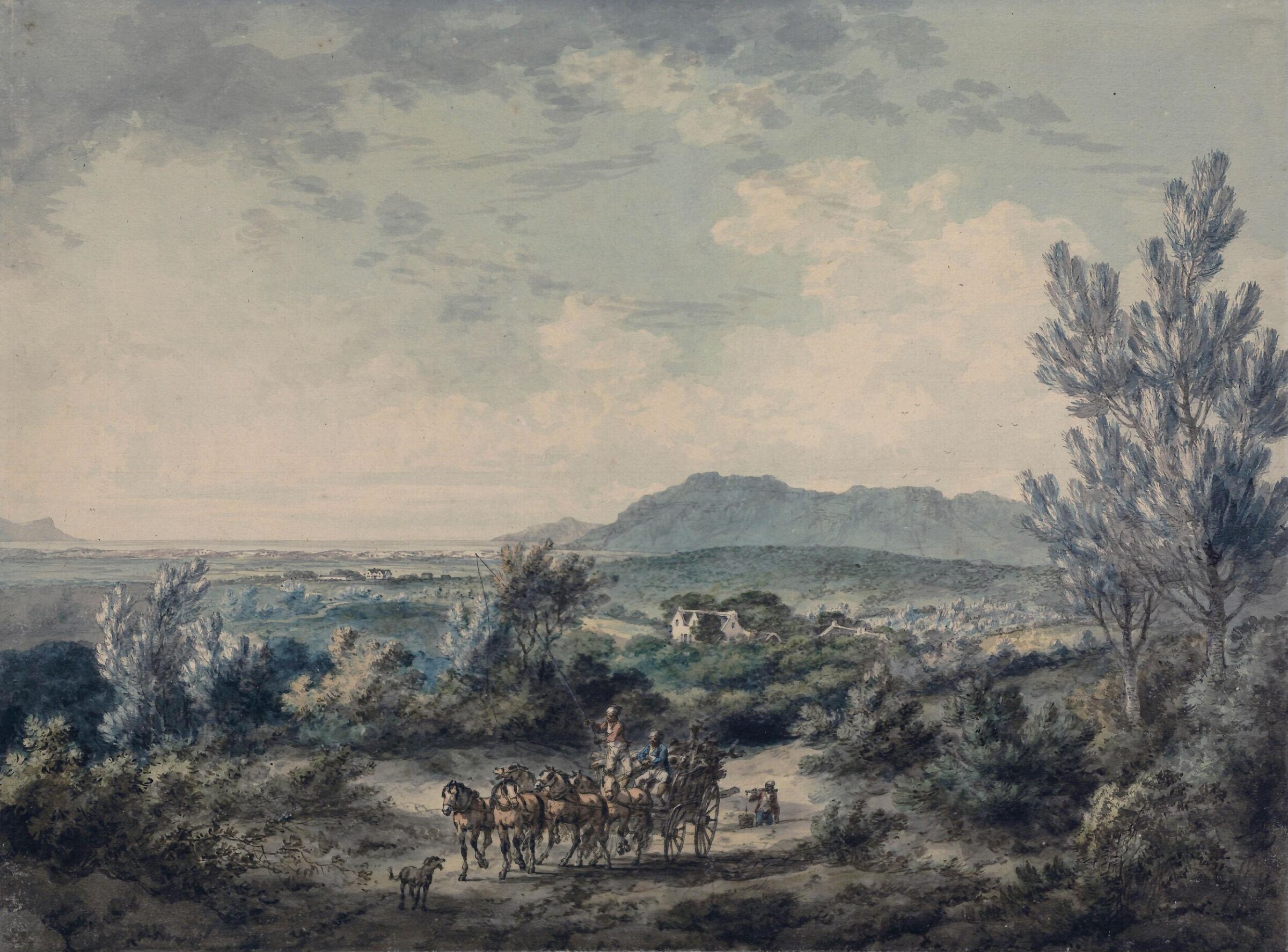 False Bay from Wynberg Hill, Cape of Good Hope, the elder Julius Caesar Ibbetson, ca. 1780-1810