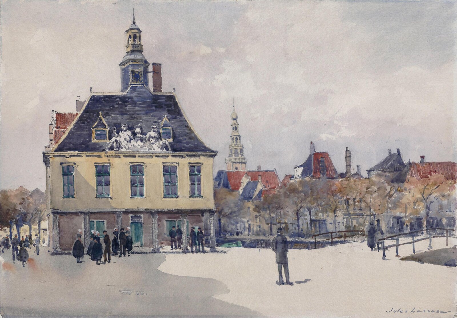 The Old Bourse, Flushing, Jules Lessore, late 19th century