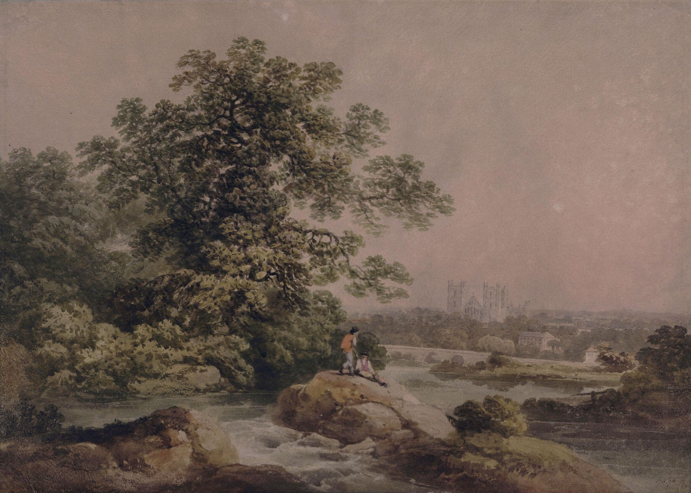Ripon Cathedral, from near the river, Francis Nicholson, ca. 1775-1830