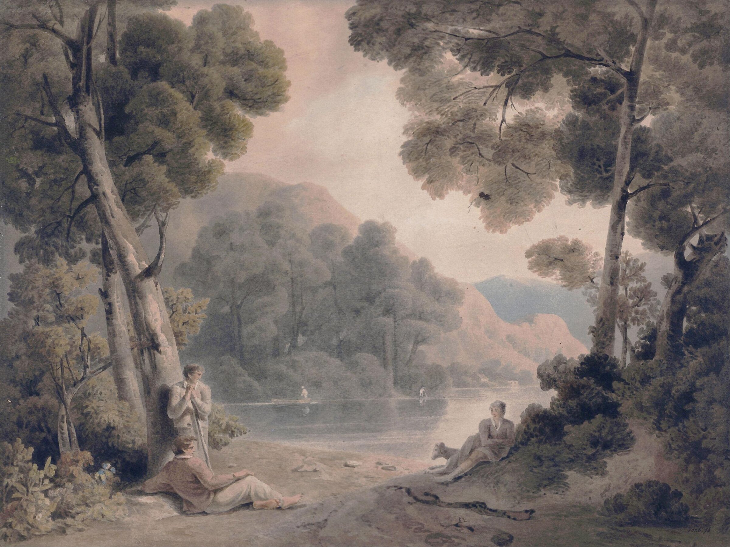 Landscape with figures and mountains, Reinagle, ca. 1800-62