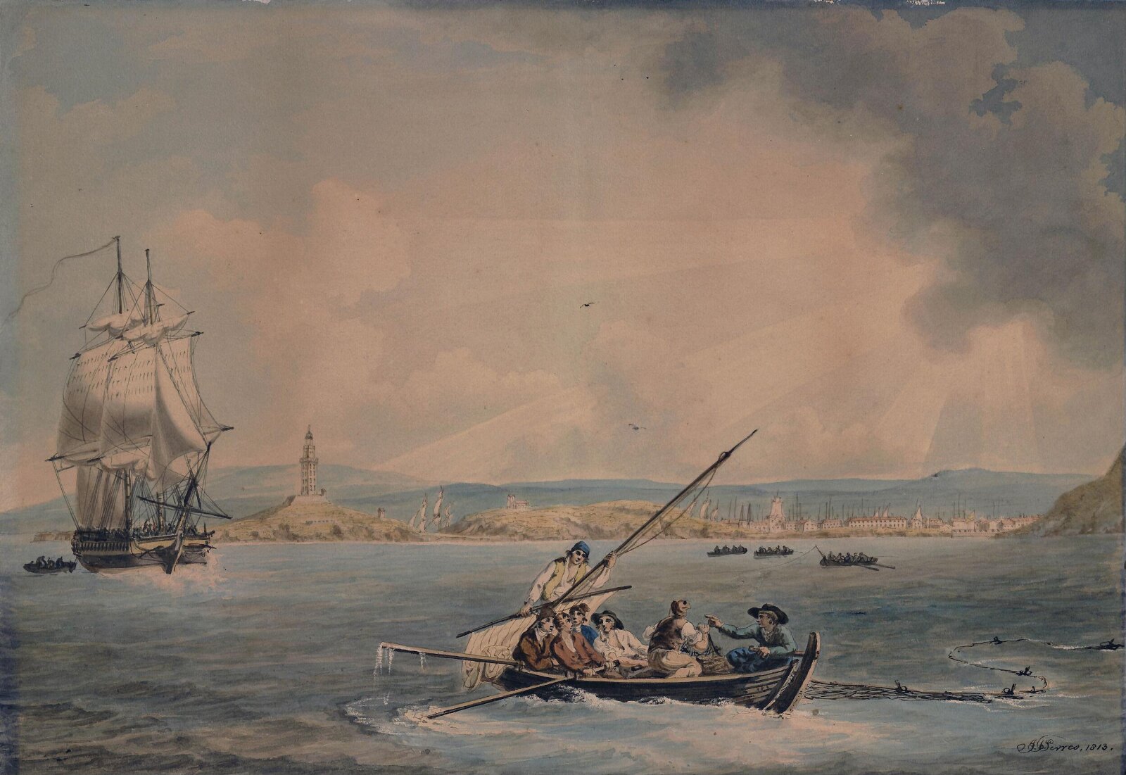 Entrance to a Harbour, John Thomas Serres, 1813