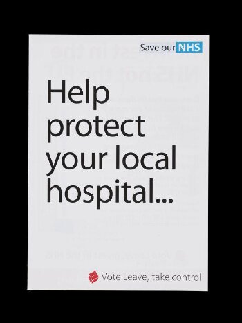 Vote Leave 'Help protect your local hospital' Six page leaflet