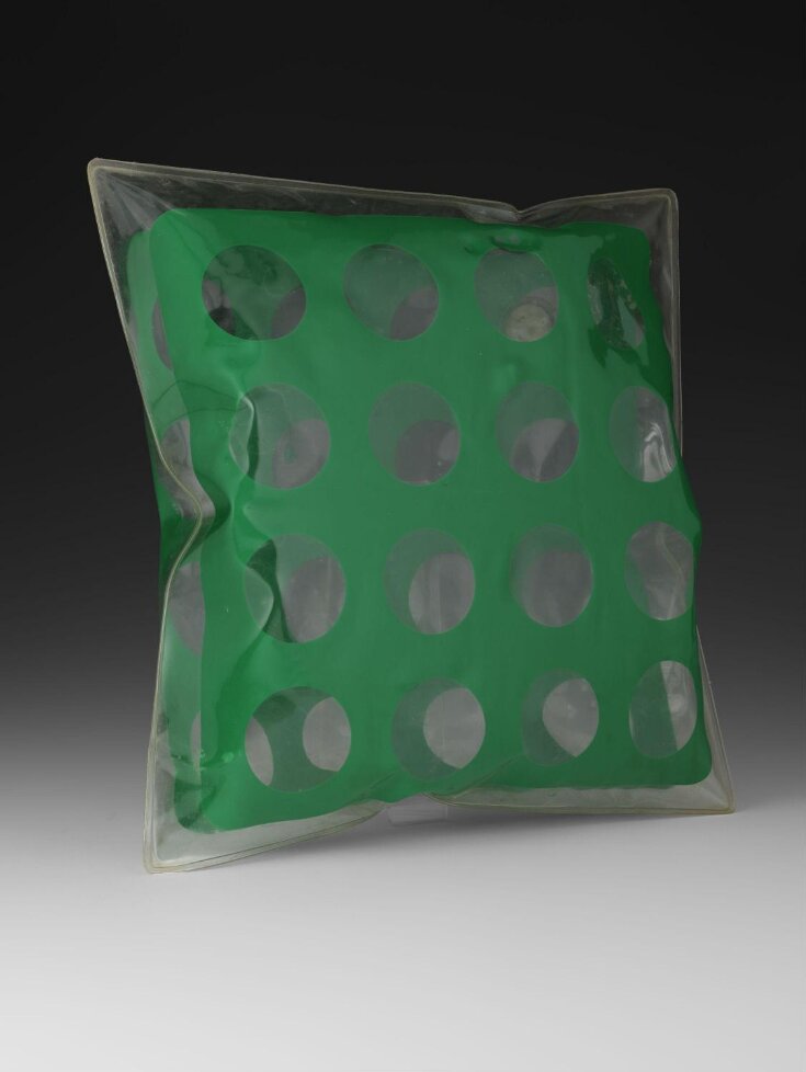 Green inflatable PVC pillow with circles top image