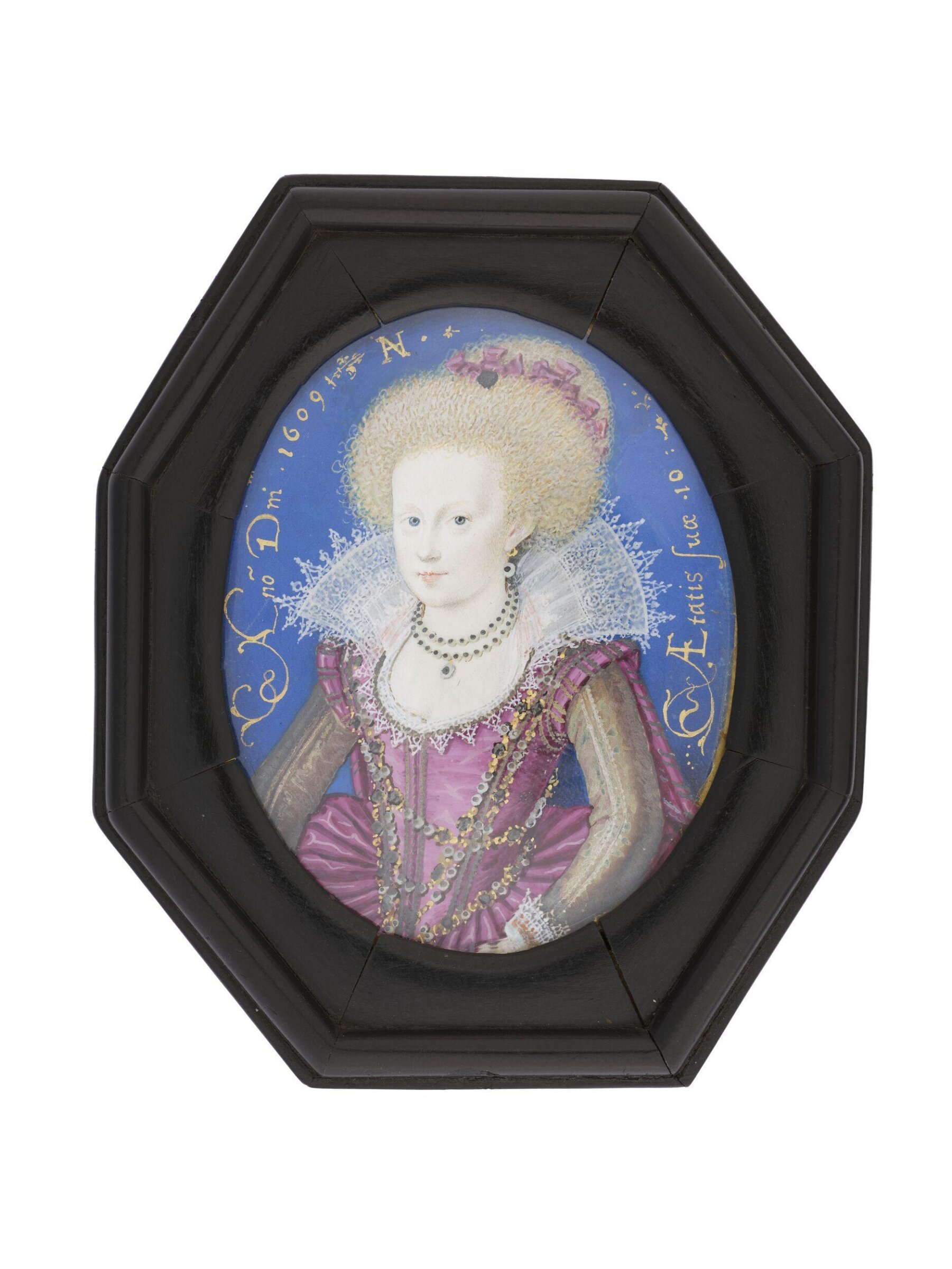 Portrait Miniature of an unknown girl, possibly Lucy Percy, aged 10, Nicholas Hilliard, 1609