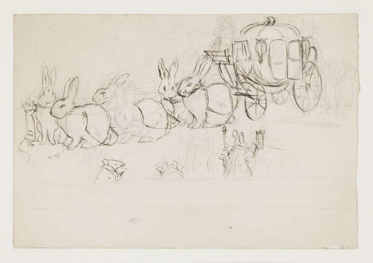 Cinderella's coach drawn by three pairs of rabbits top image