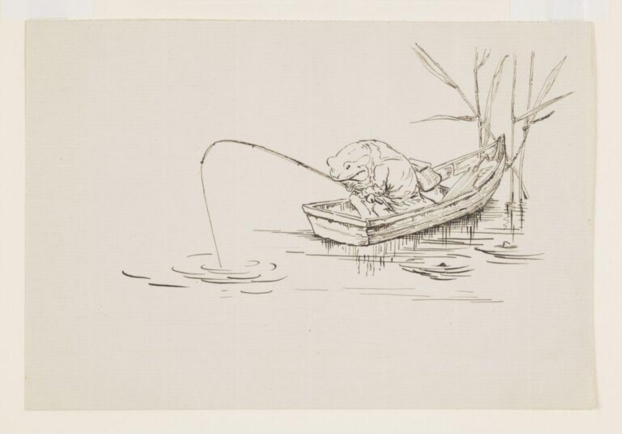 The frog in his boat, fishing, Beatrix Potter, 1894