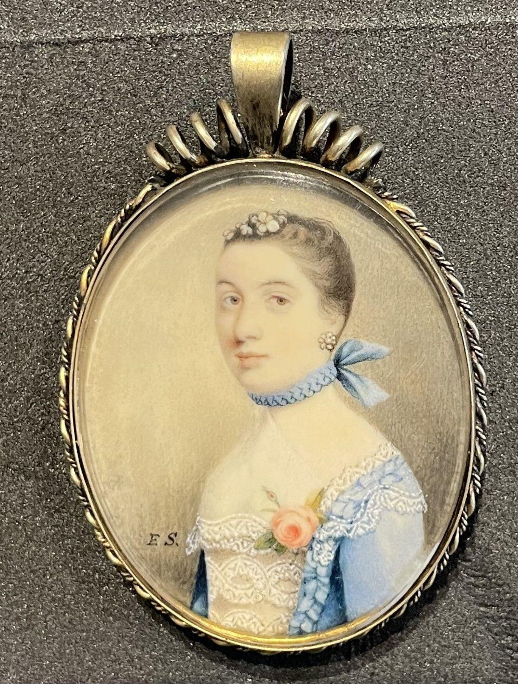 Portrait miniature of an unknown woman, E.S., ca. 1760-1765
