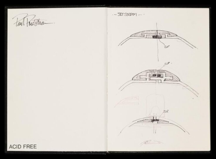 Sketchbook containing designs for 'Cactus' radiator top image