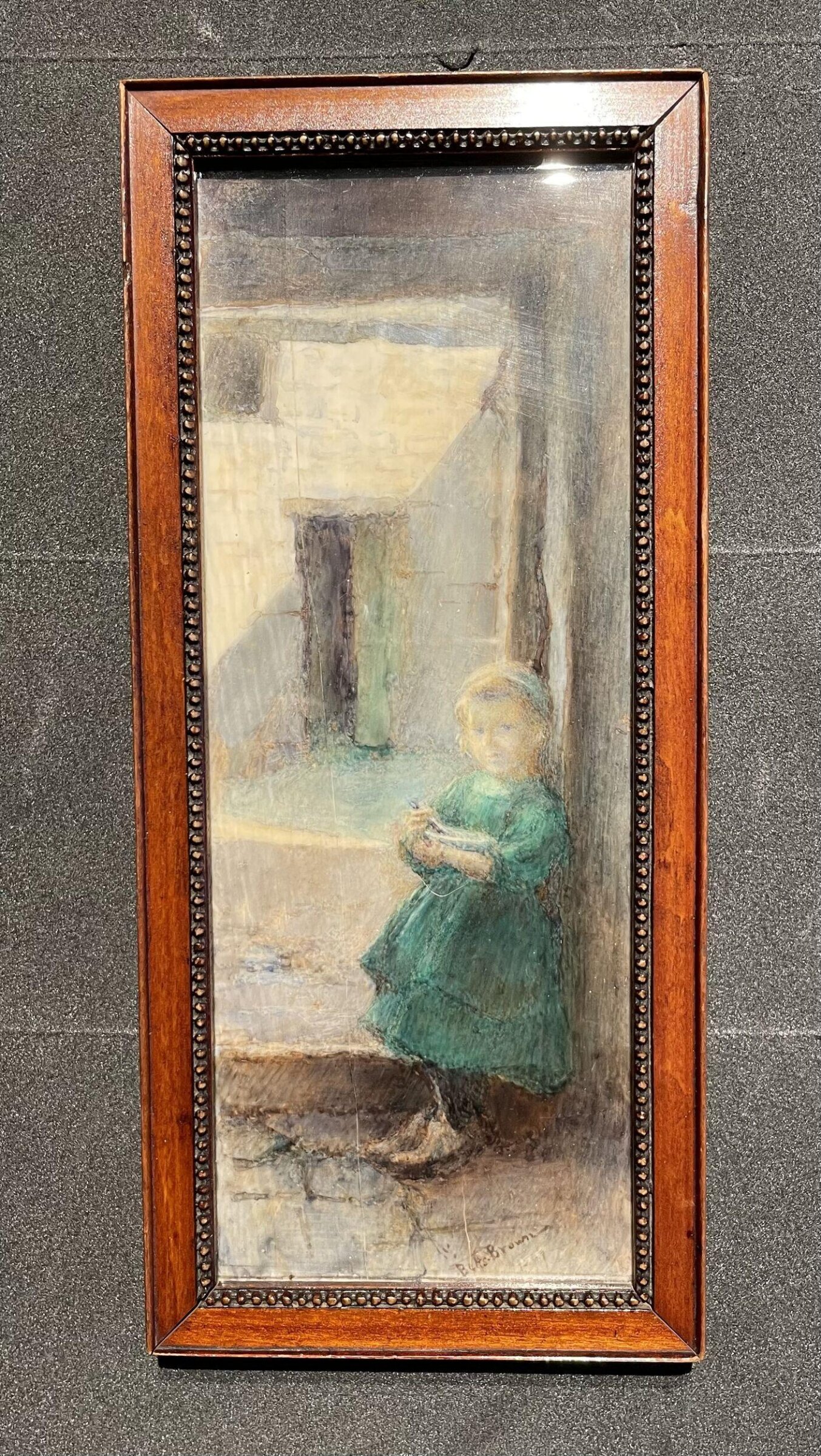 Portrait Miniature of "Brittany Peasant Child at a Cottage door", Edith Marian Bursey, 1907 or 1909