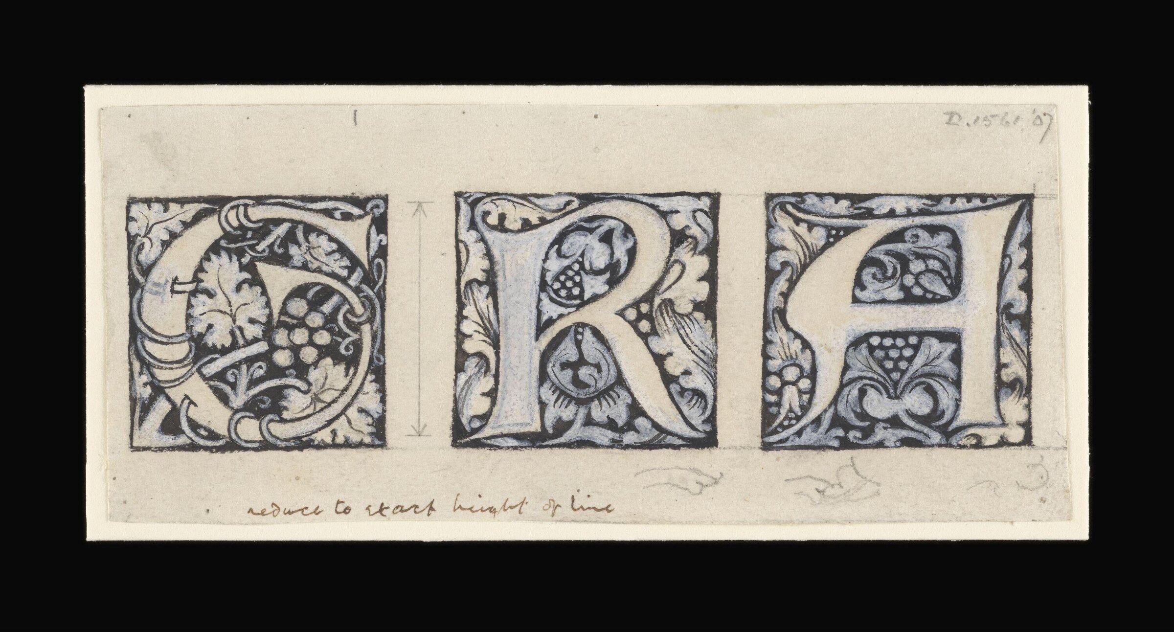 Original design for initial letters for Kelmscott Press, William Morris, 1890s