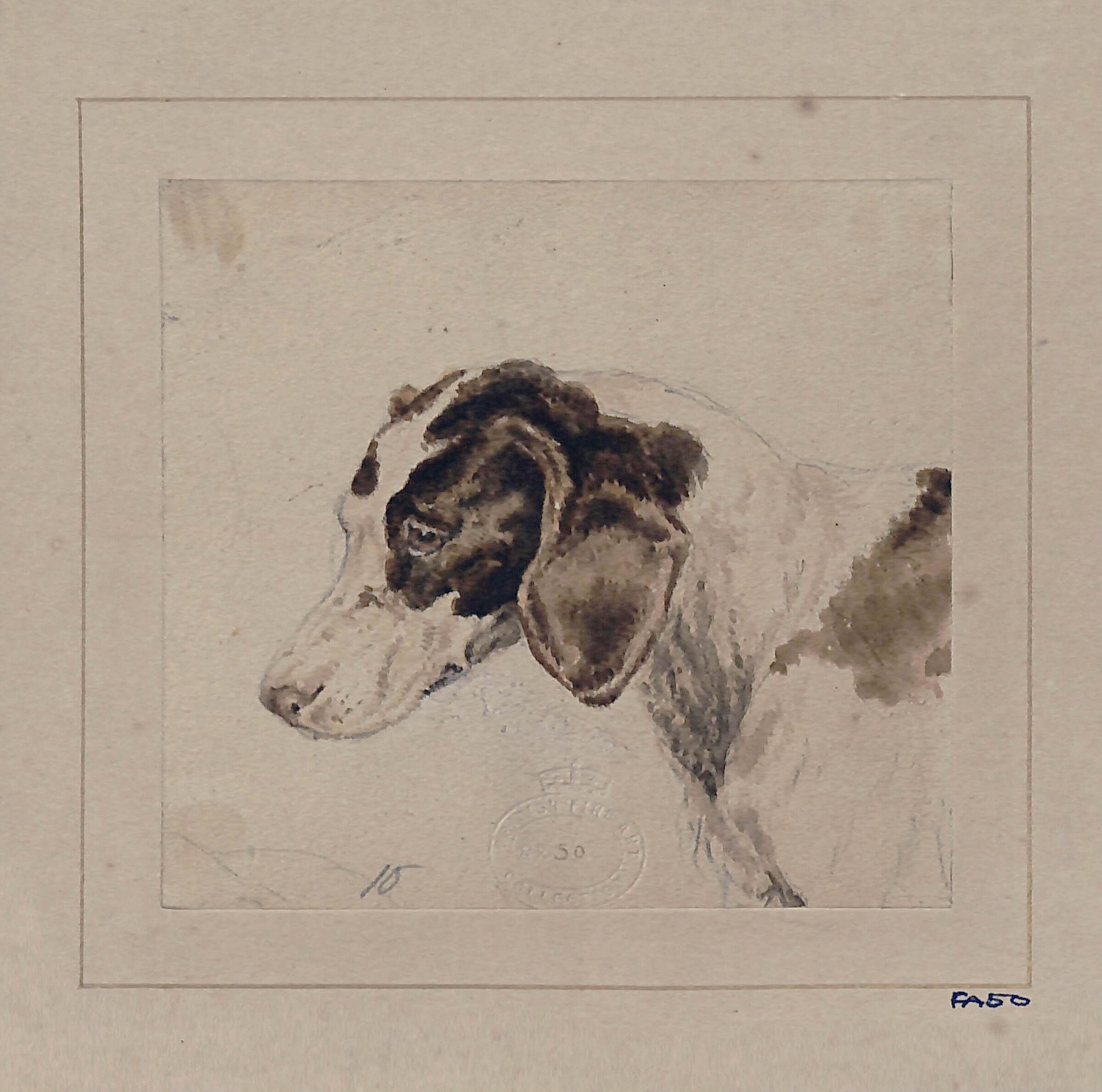 Watercolour of a dog, Edwin Landseer, ca.1805-1818