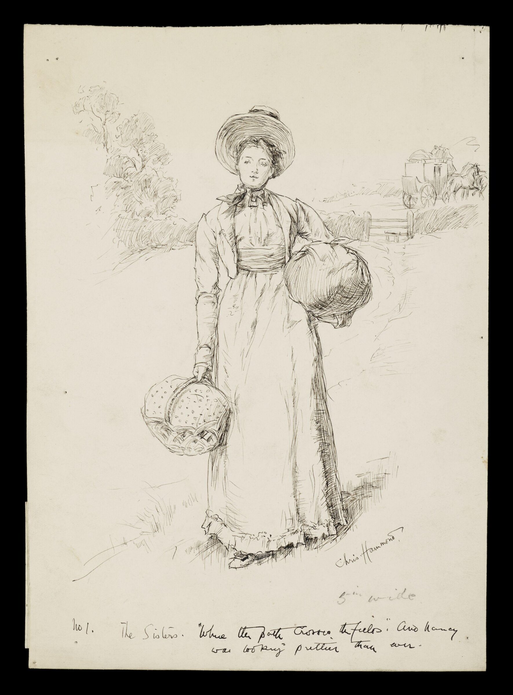 Original drawing for  illustration to 'The Sisters',  published in the English Illustrated Magazine, Hammond, 1895