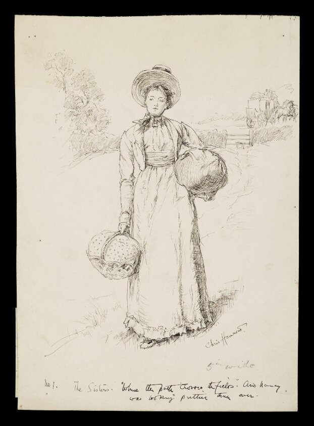 Original drawing for  illustration to 'The Sisters',  published in the English Illustrated Magazine