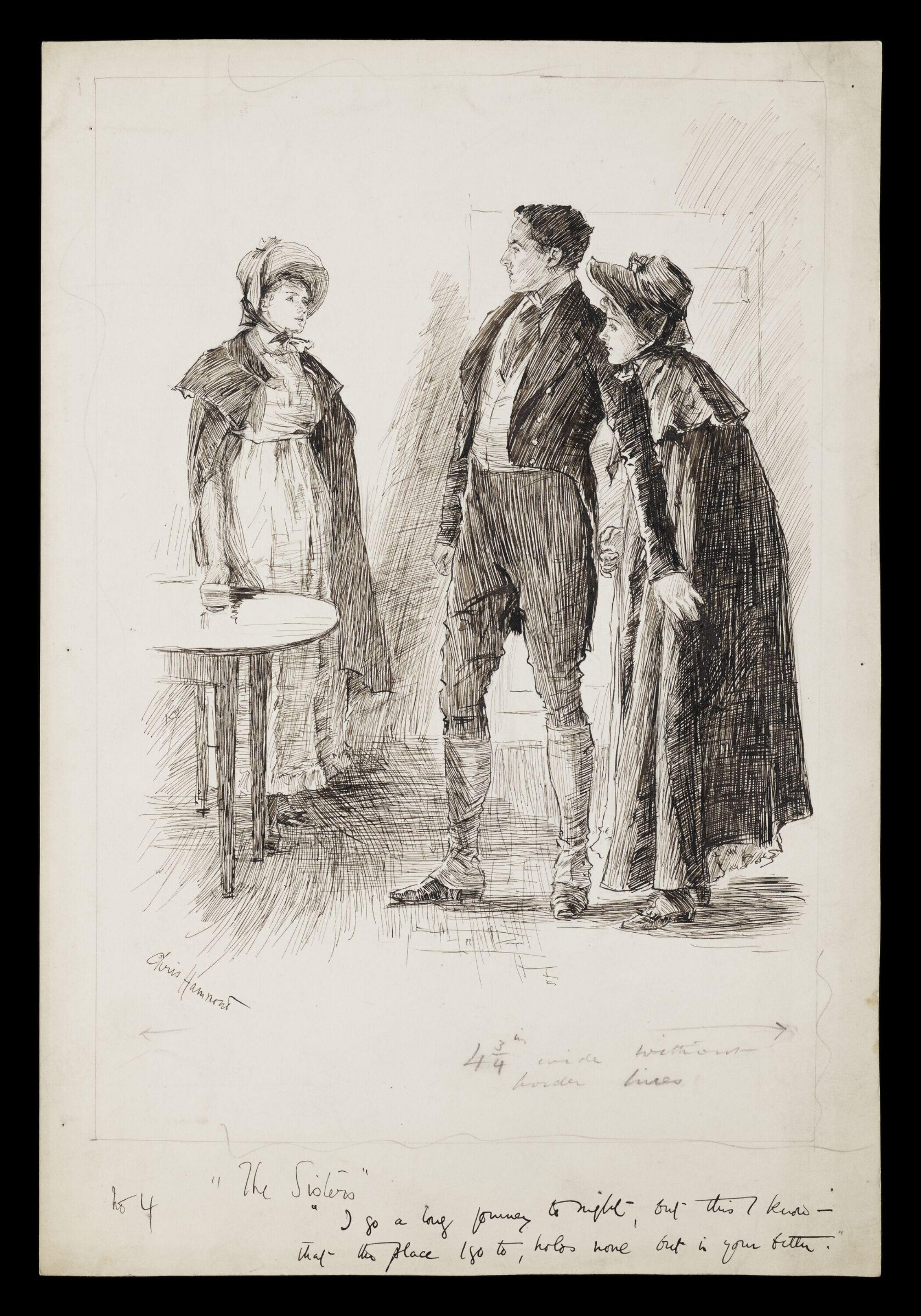 Original drawing for illustration to 'The Sisters', published in the English Illustrated Magazine, Hammond, 1895