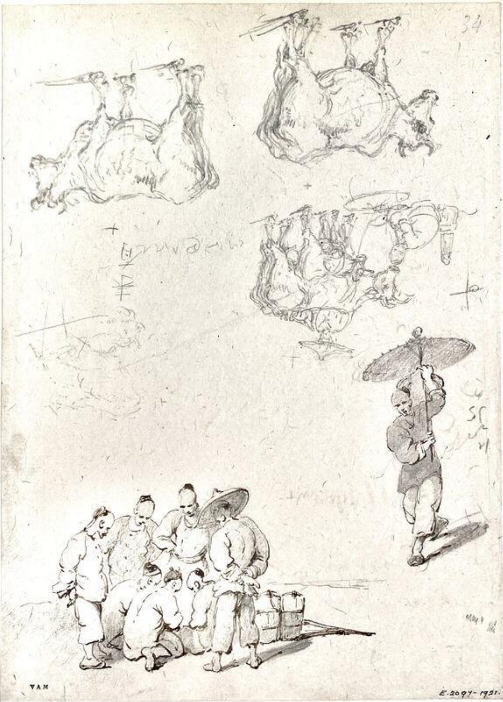 George Chinnery, Sketches of Chinese figures and cattle
