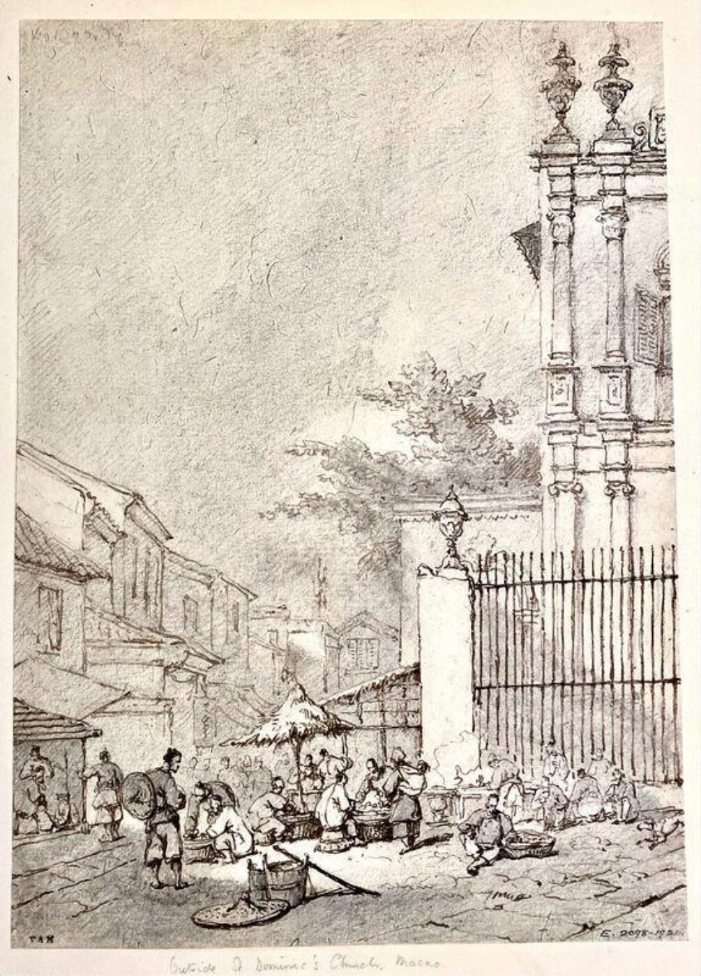 George Chinnery, Market outside the church of S. Domingos, Macau
