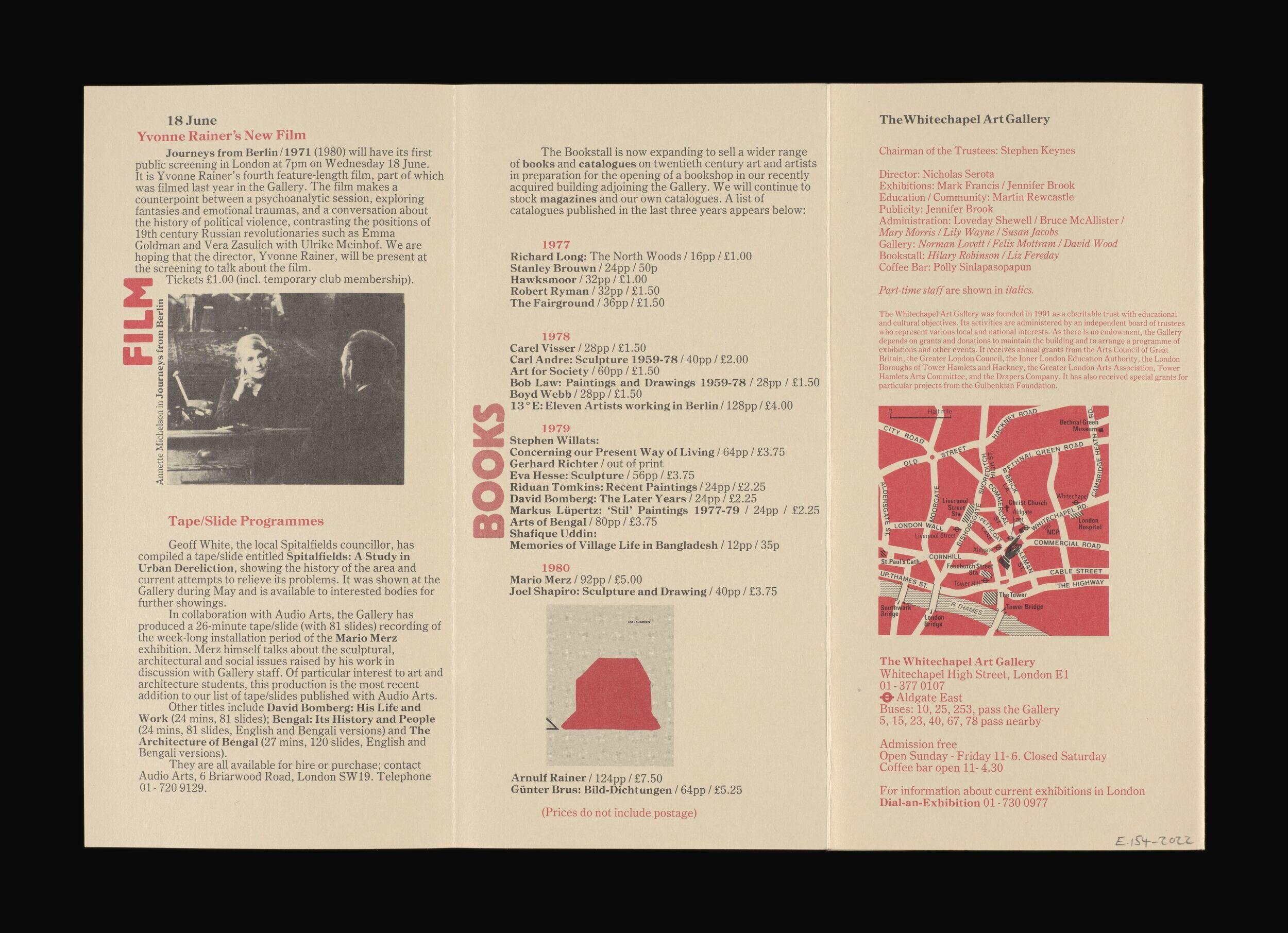 The Whitechapel Art Gallery June-July 1980