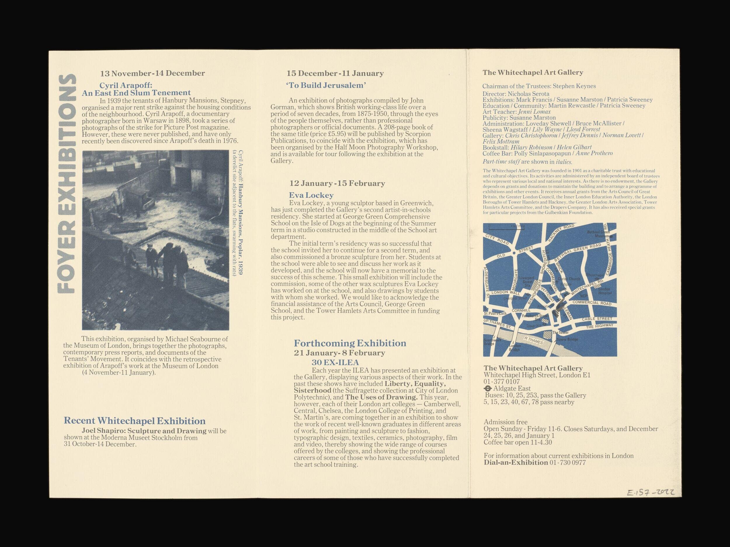 The Whitechapel Art Gallery November 1980-January 1981