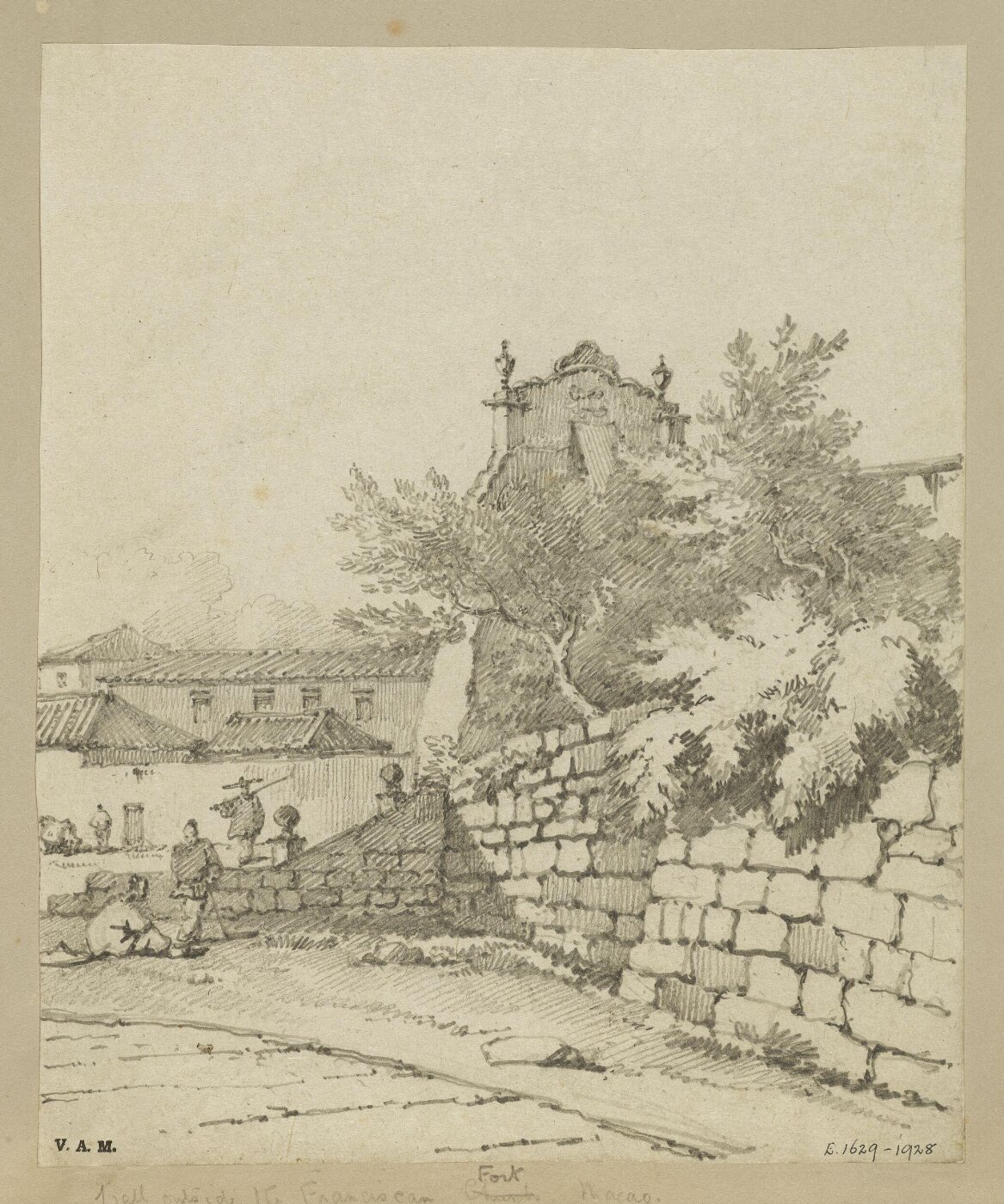 George Chinnery, The wall below the church of S. Francisco, Macau