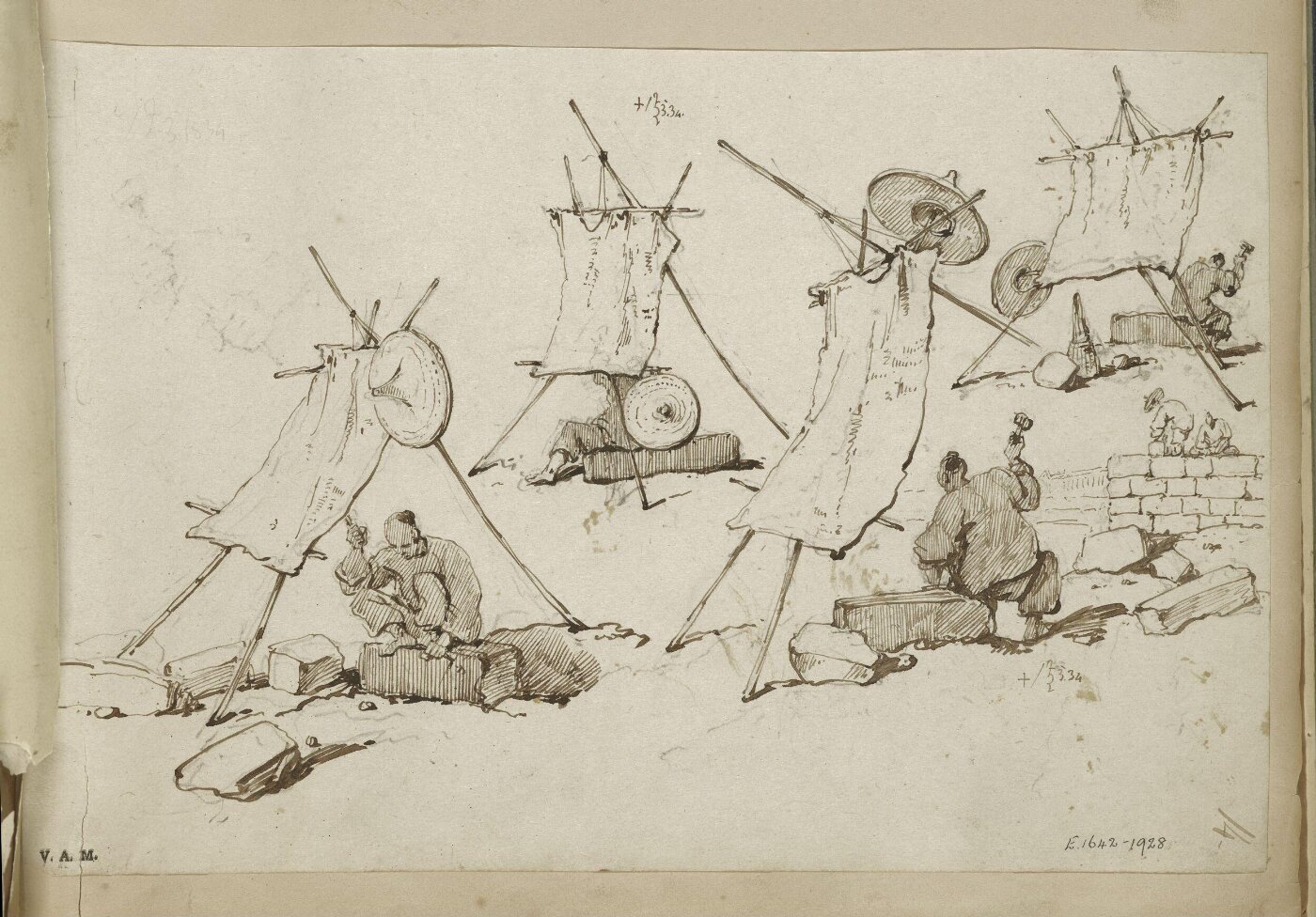 George Chinnery, Studies of a stonemason, Macau