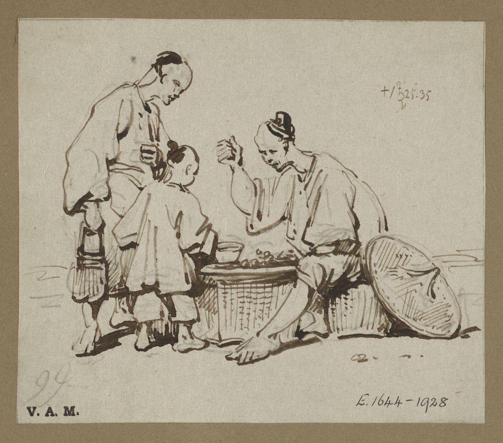 Three Chinese figures, George Chinnery, 25/09/1835