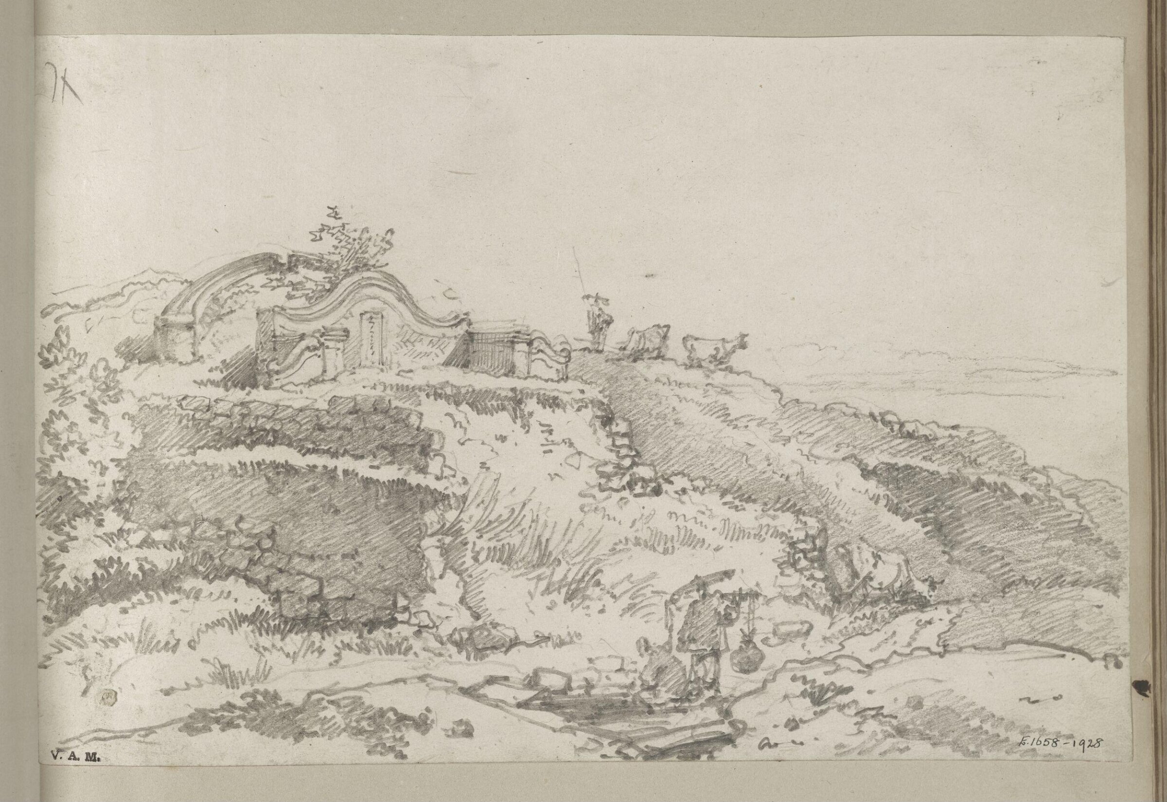 A Chinese tomb on a hillside, Macau, George Chinnery, 29/09/1825 - 30/05/1852