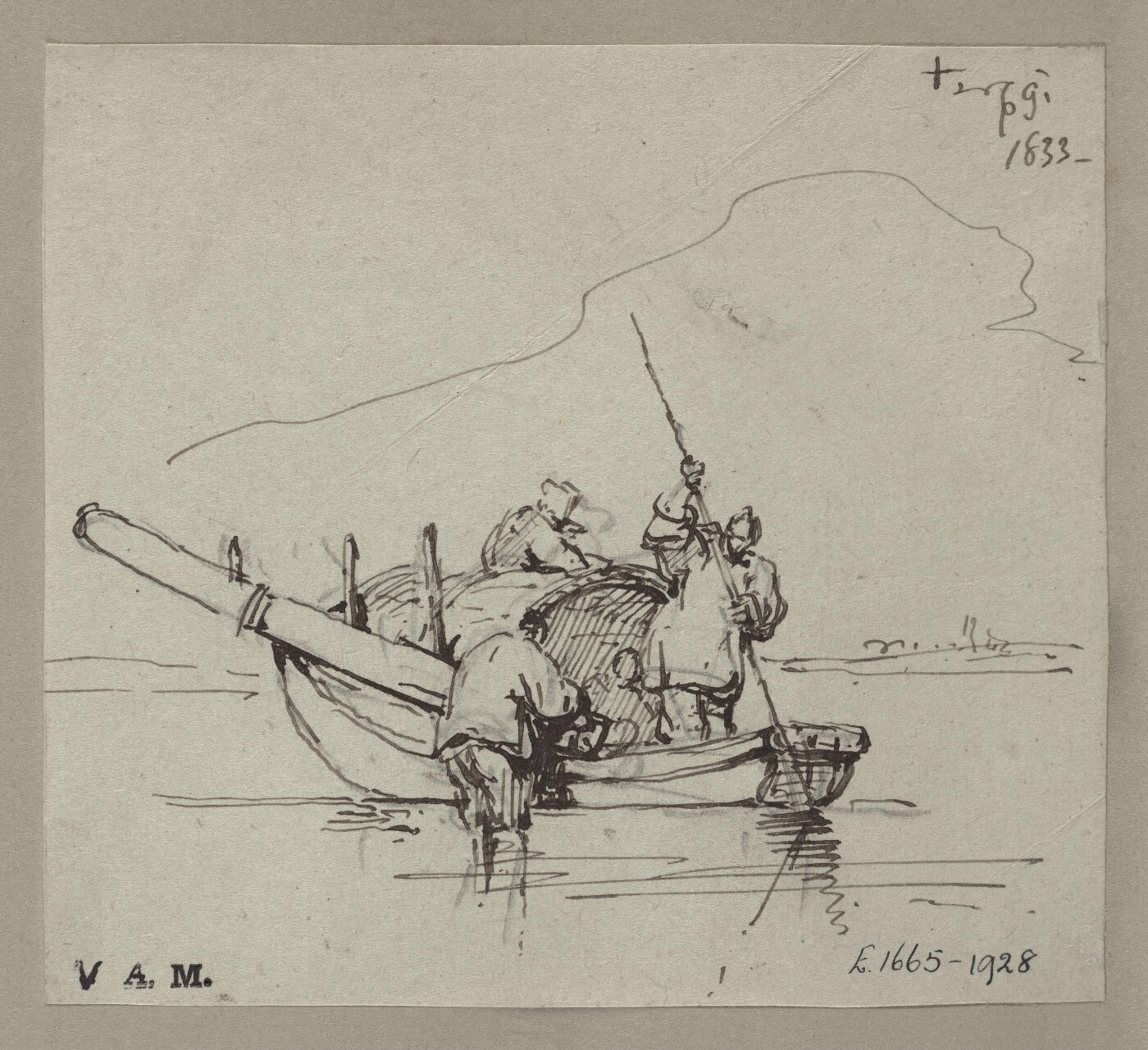 George Chinnery, A Tanka boat in shallow water