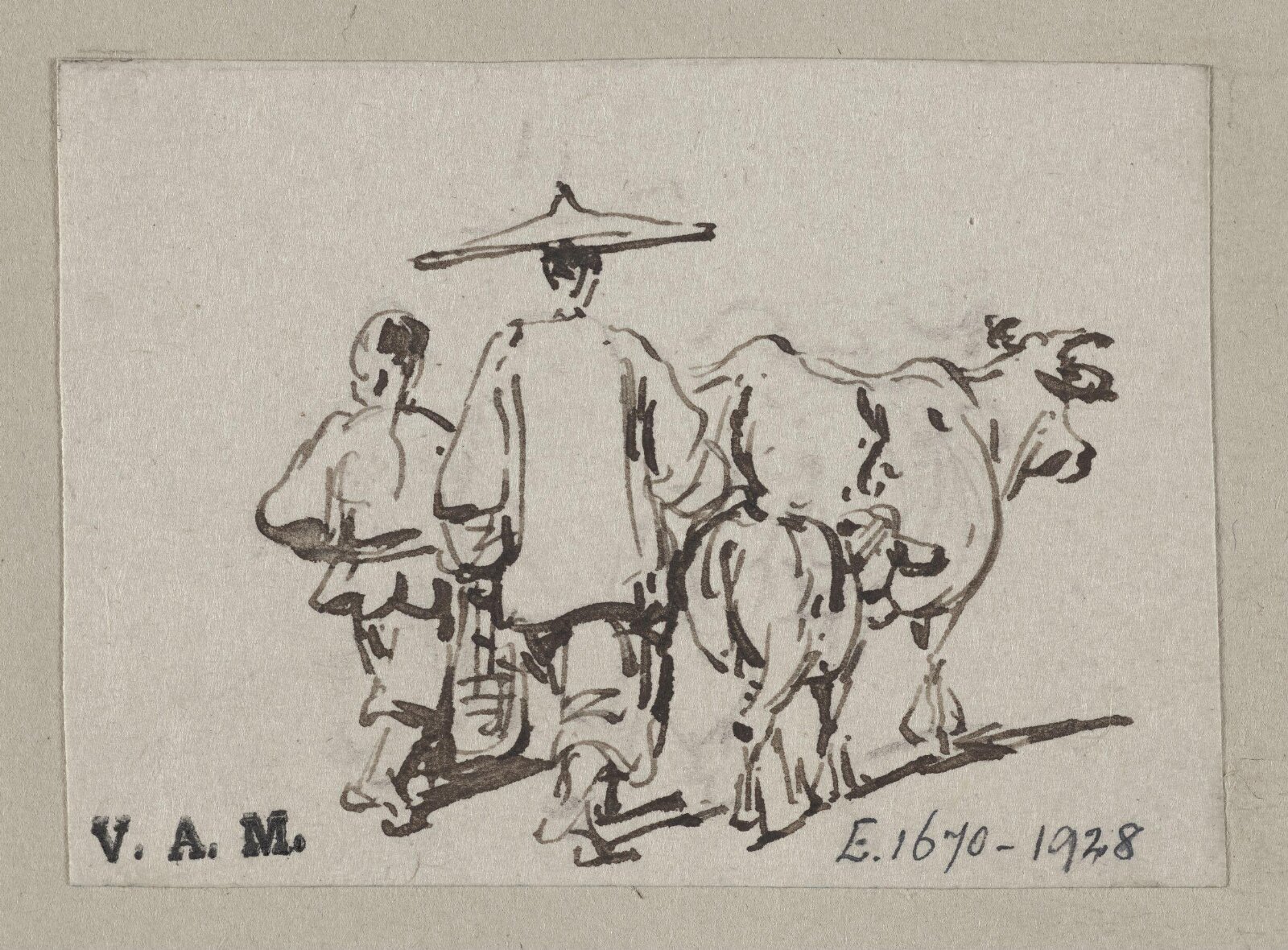 A man and a boy driving cattle, George Chinnery, 29/09/1825 - 30/05/1852