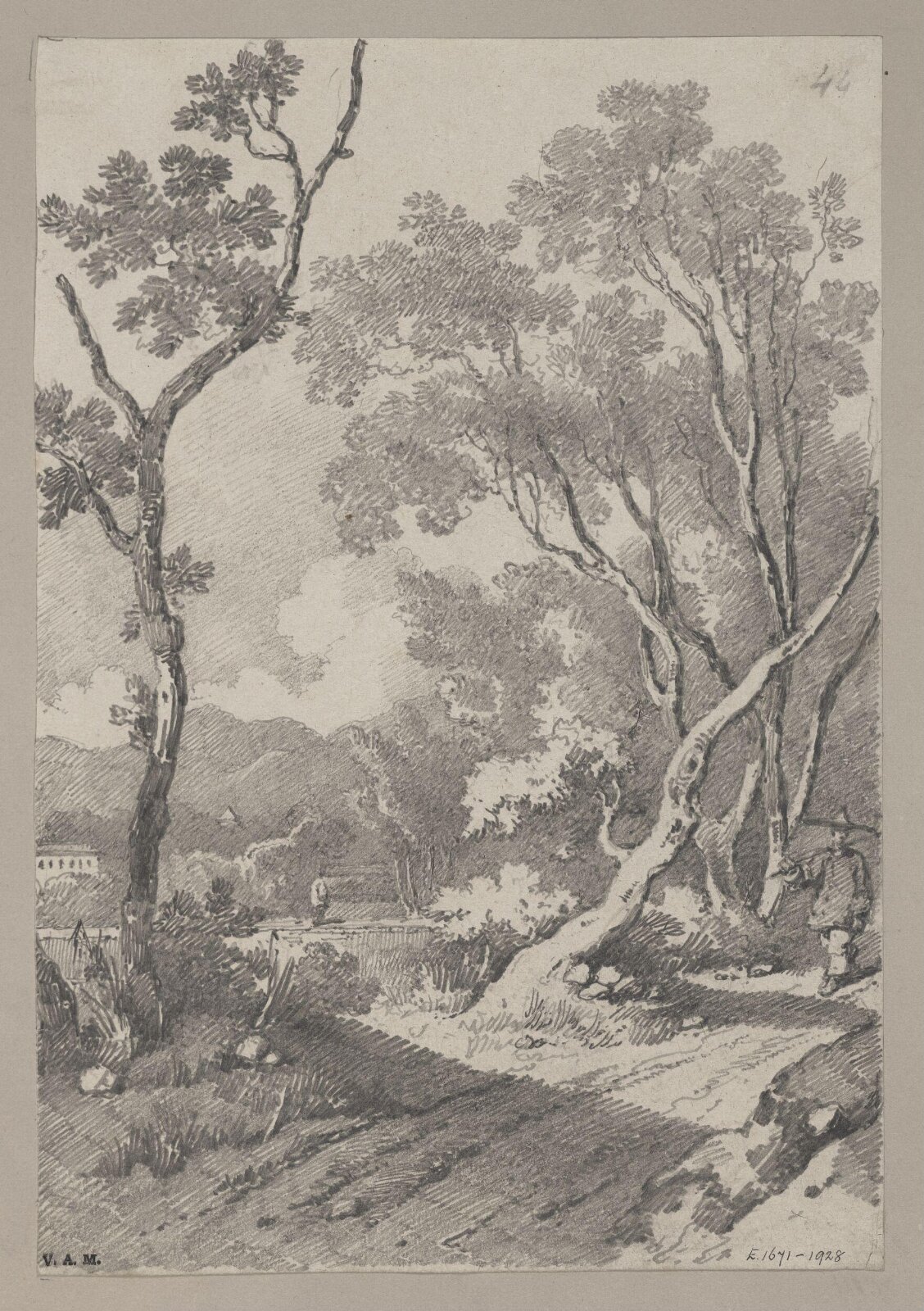 A figure on a path between rocks and trees, George Chinnery, 29/09/1825 - 30/05/1852