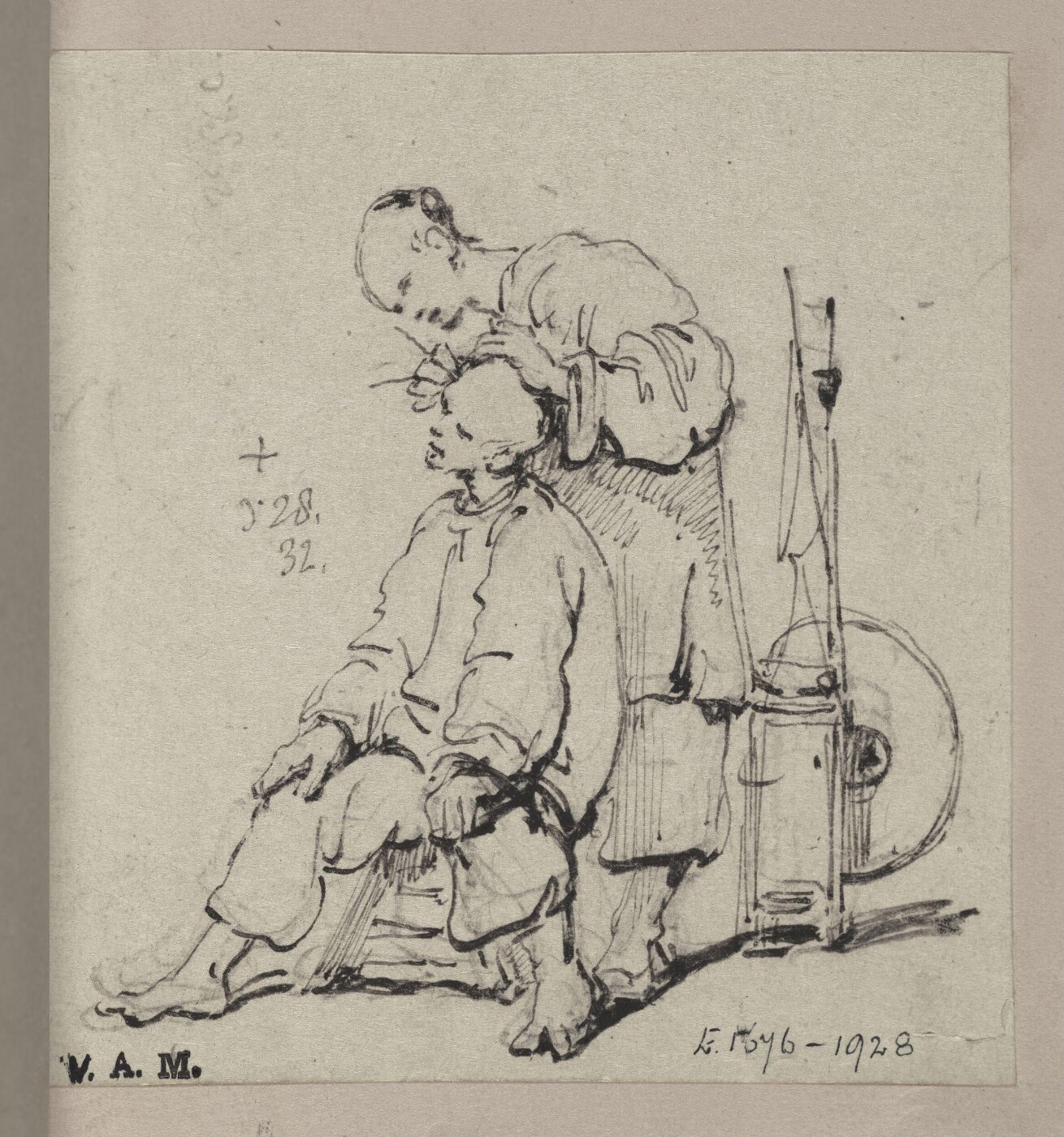 George Chinnery, A Chinese barber attending to his customer