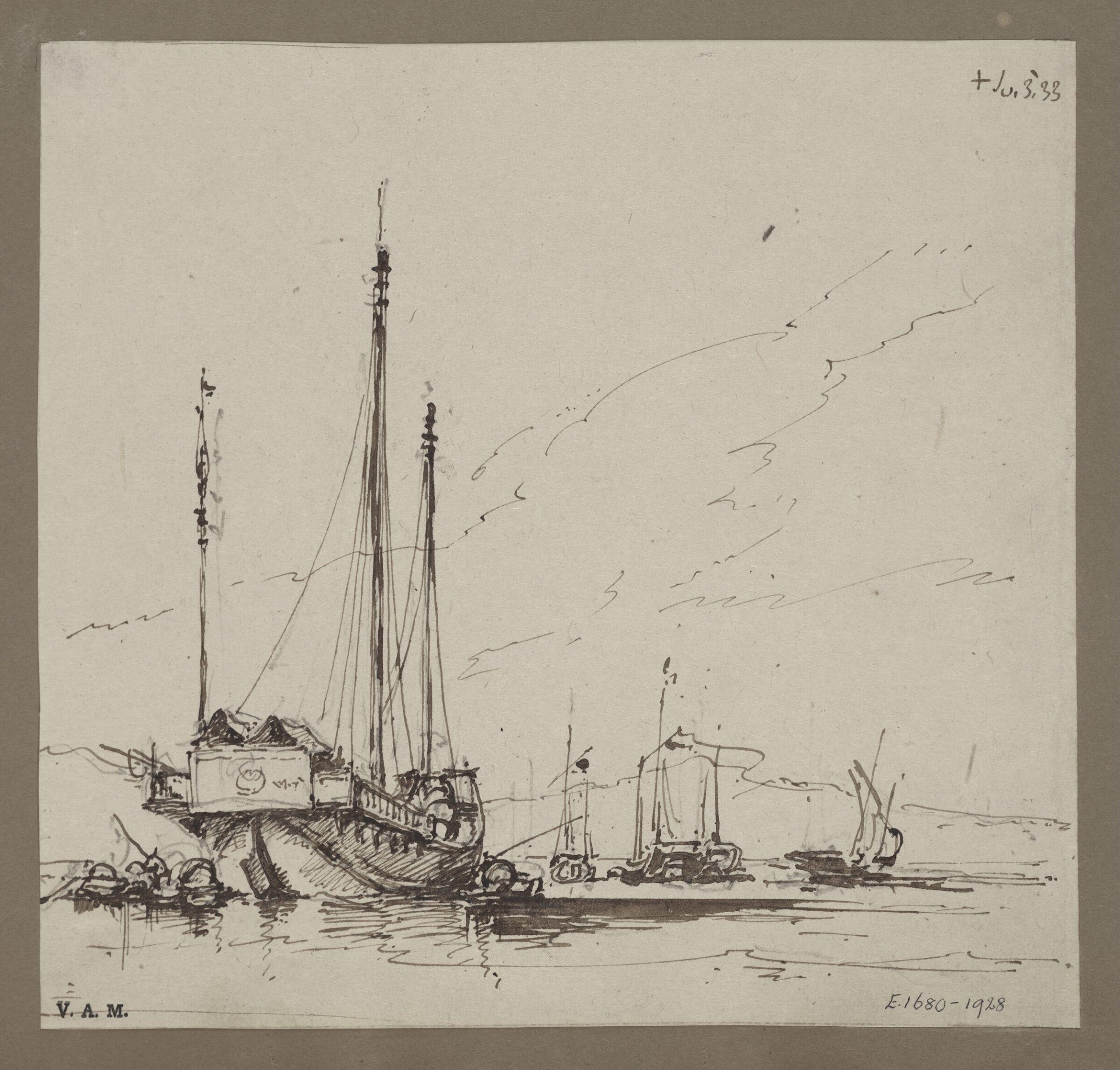 A Chinese junk with others in the distance, George Chinnery, 03/07/1833