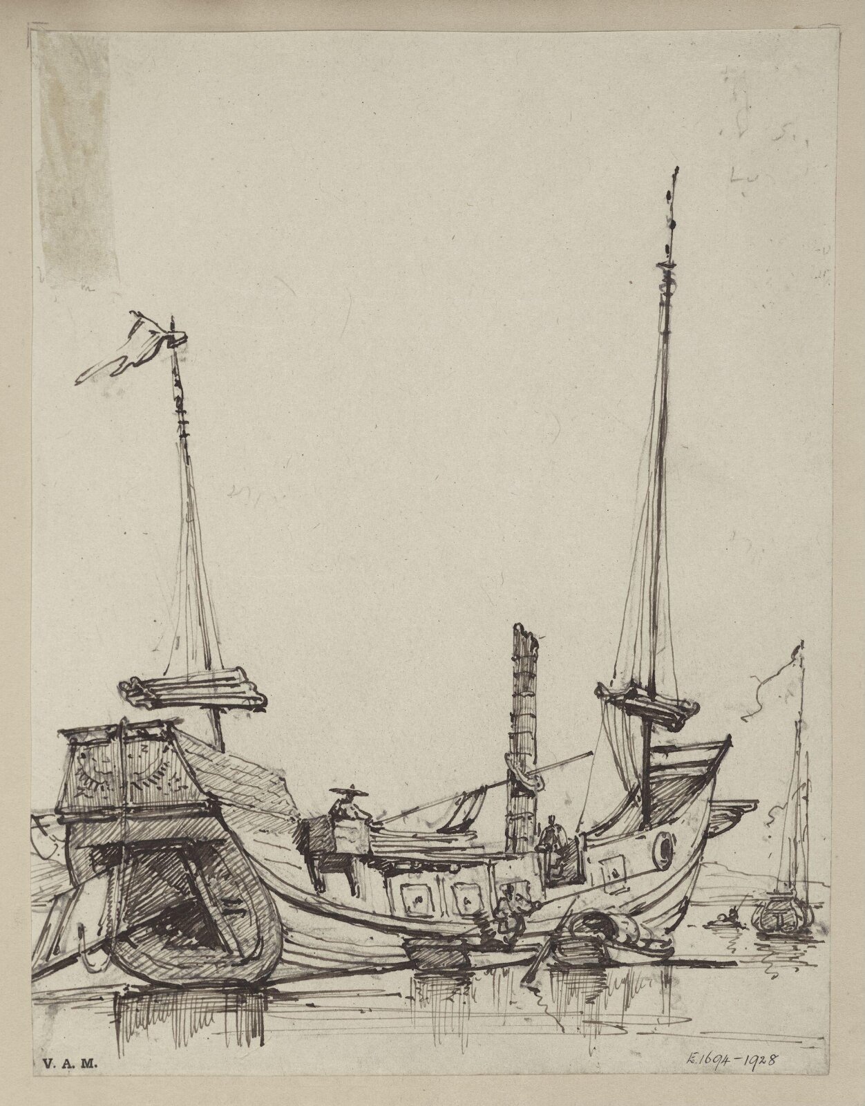 A junk undergoing repairs, George Chinnery, 29/09/1825 - 30/05/1852