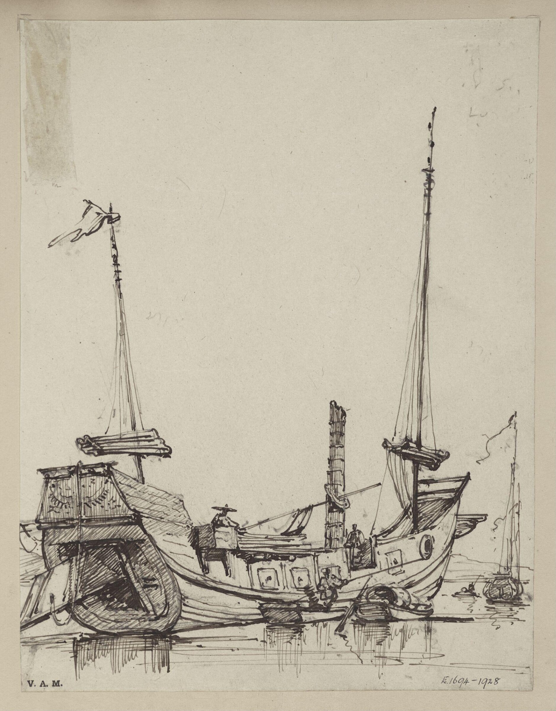 A junk undergoing repairs, George Chinnery, 29/09/1825 - 30/05/1852