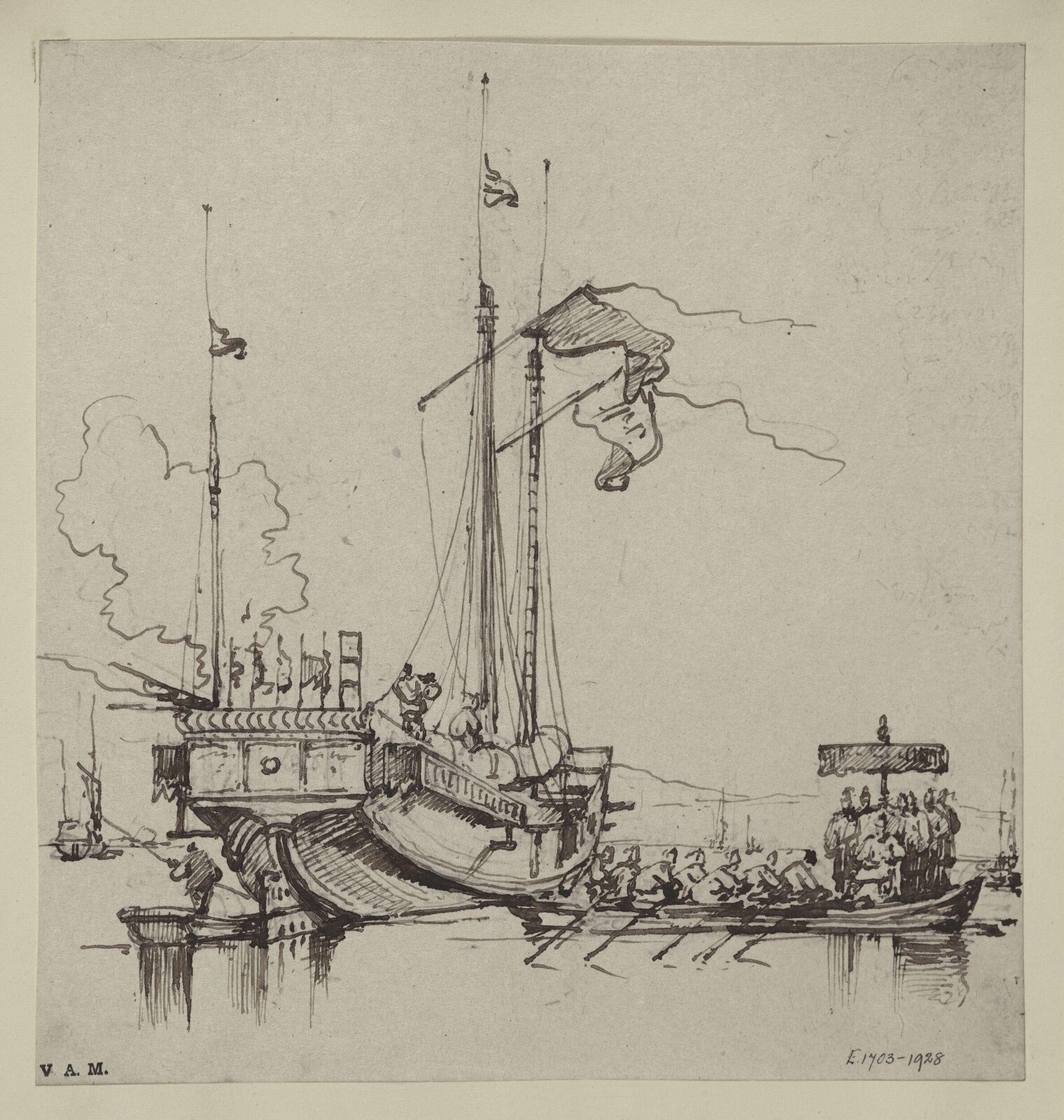 A Chinese official approaching a junk, George Chinnery, 29/09/1825 - 30/05/1852