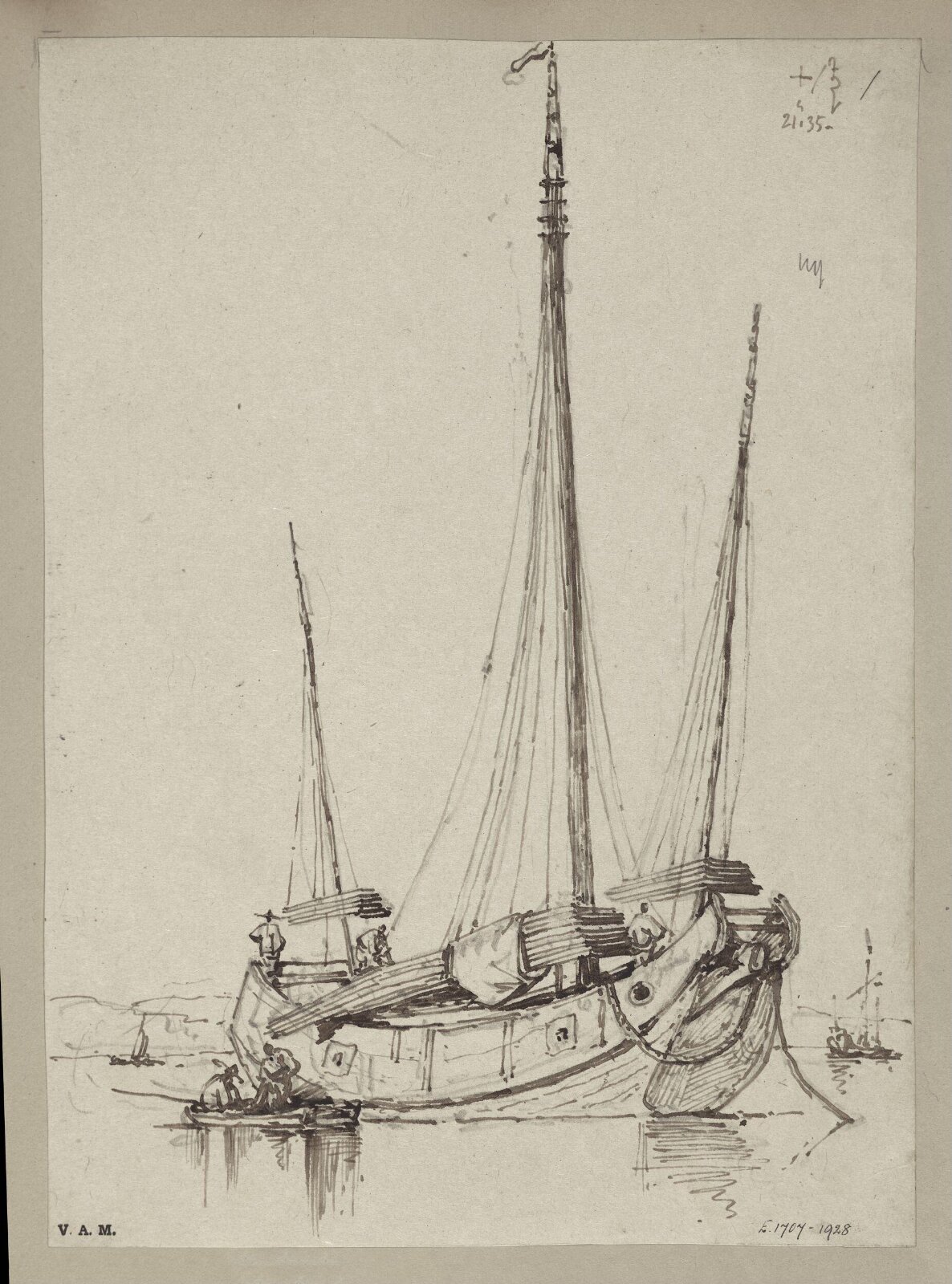 A junk hauling planks aboard, George Chinnery, 21/09/1835