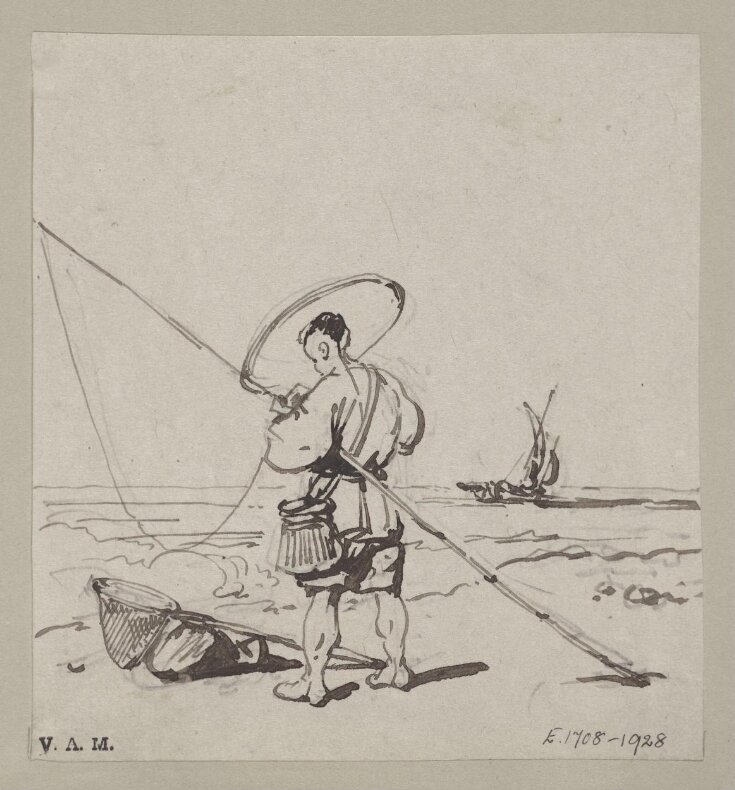 A fisherman by the sea with rod, line and net top image