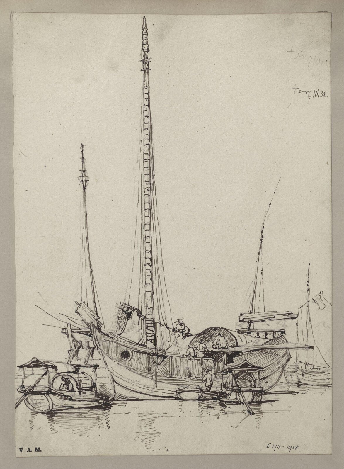 A junk with figures at work on board, George Chinnery, 10/10/1835